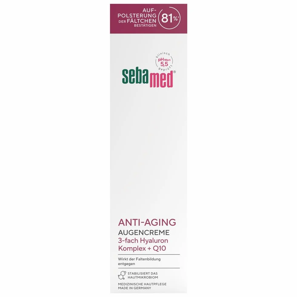 SEBAMED Krem pod oczy Q10, pielęgnacja oczu z kwasem hialuronowym i fito-peptydami, przeciw zmarszczkom i cieniom pod oczami, dla mężczyzn i kobiet, wygładzanie zmarszczek w 81%*potwierdzone