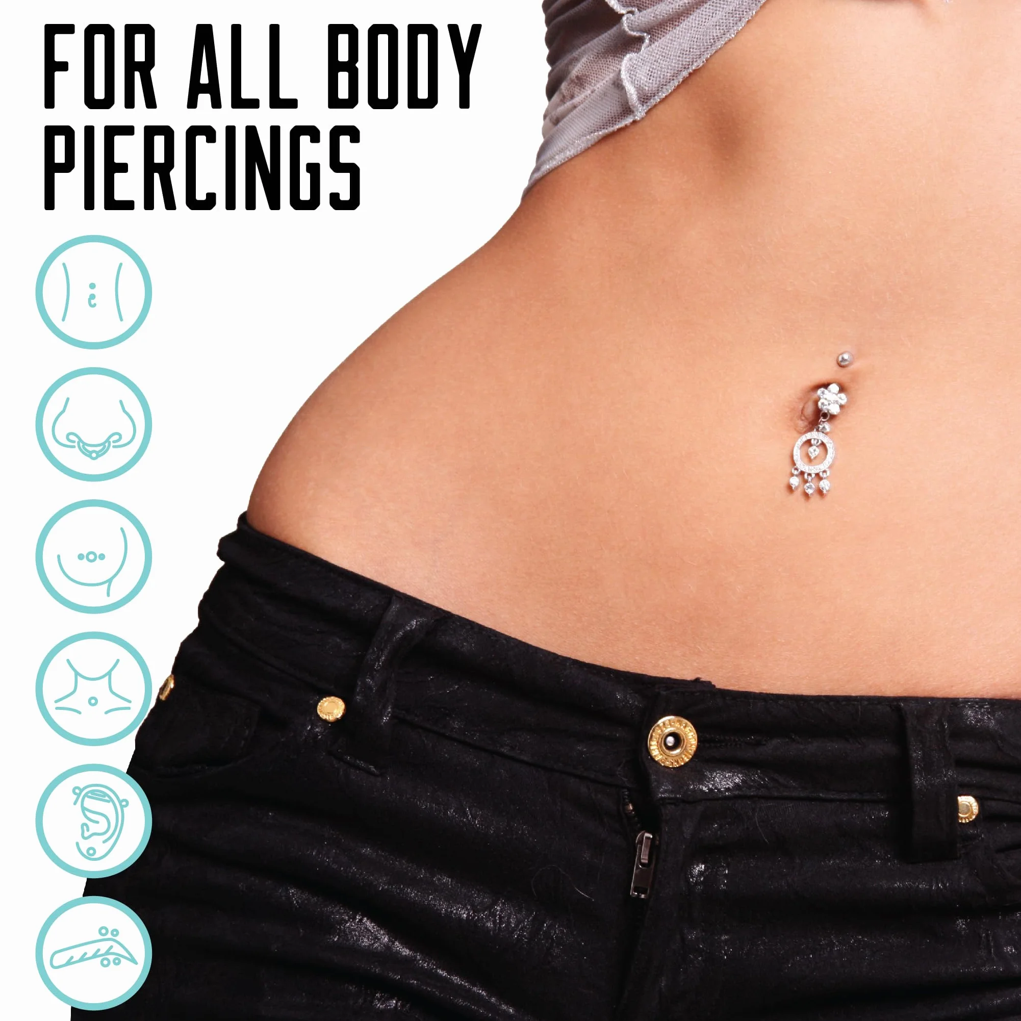 BASE LABORATORIES Piercing Aftercare Hypochlorous Acid Spray PRO – spray solankowy do czyszczenia uszu po przekłuciu
