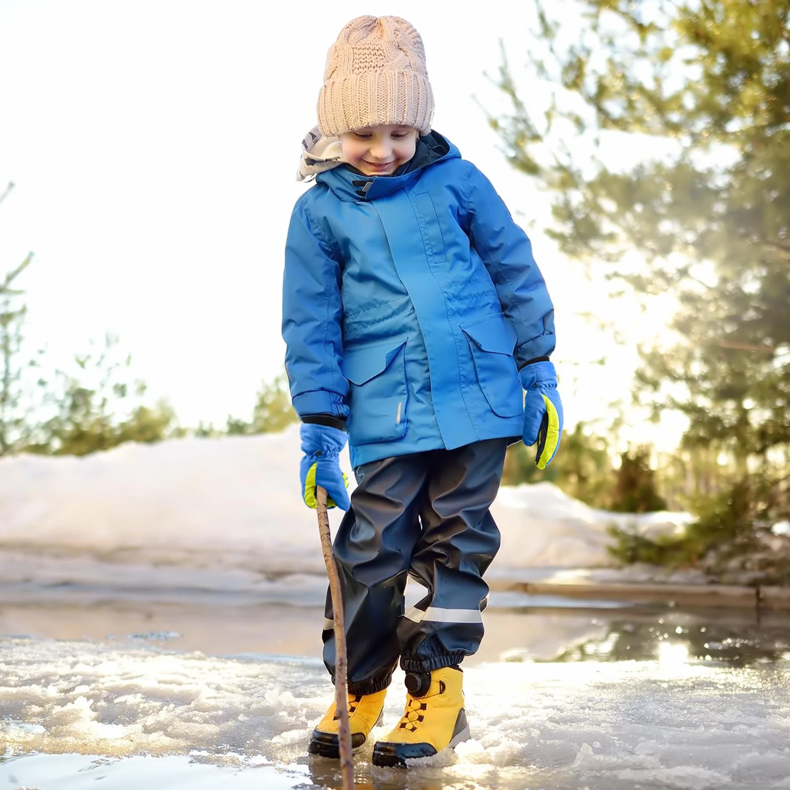 Azarxis Dziecięce Zimowe Rękawiczki Narciarskie Wodoodporne Rękawice Śnieżne do Snowboardu Jazdy na Sankach
