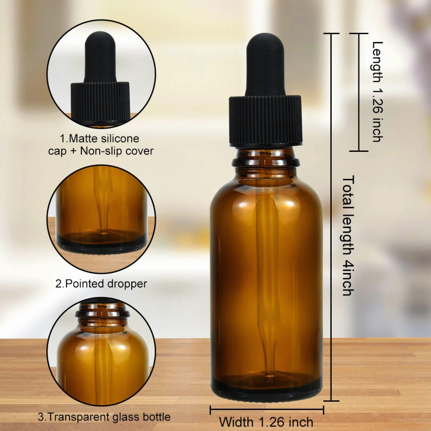June Fox 99 Pack 1oz Amber Glass Dropper Bottles with Glass Droppers and Black Cap for Essential Oils, Lab Chemicals, Perfumes