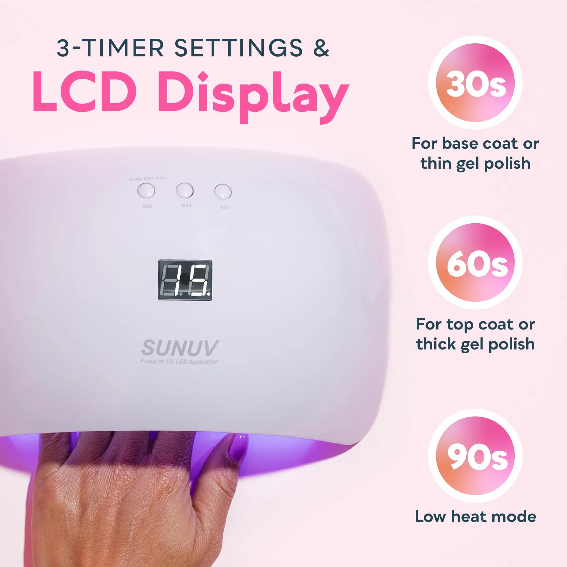 SUNUV Suszarka UV LED do Paznokci, Lampa z Timerem 30s/60s/99s, Czujnikiem Podczerwieni, Wyświetlaczem LCD, Nadaje Się do Wszystkich Żeli, Manicure/Pedicure, Domu i Salonu