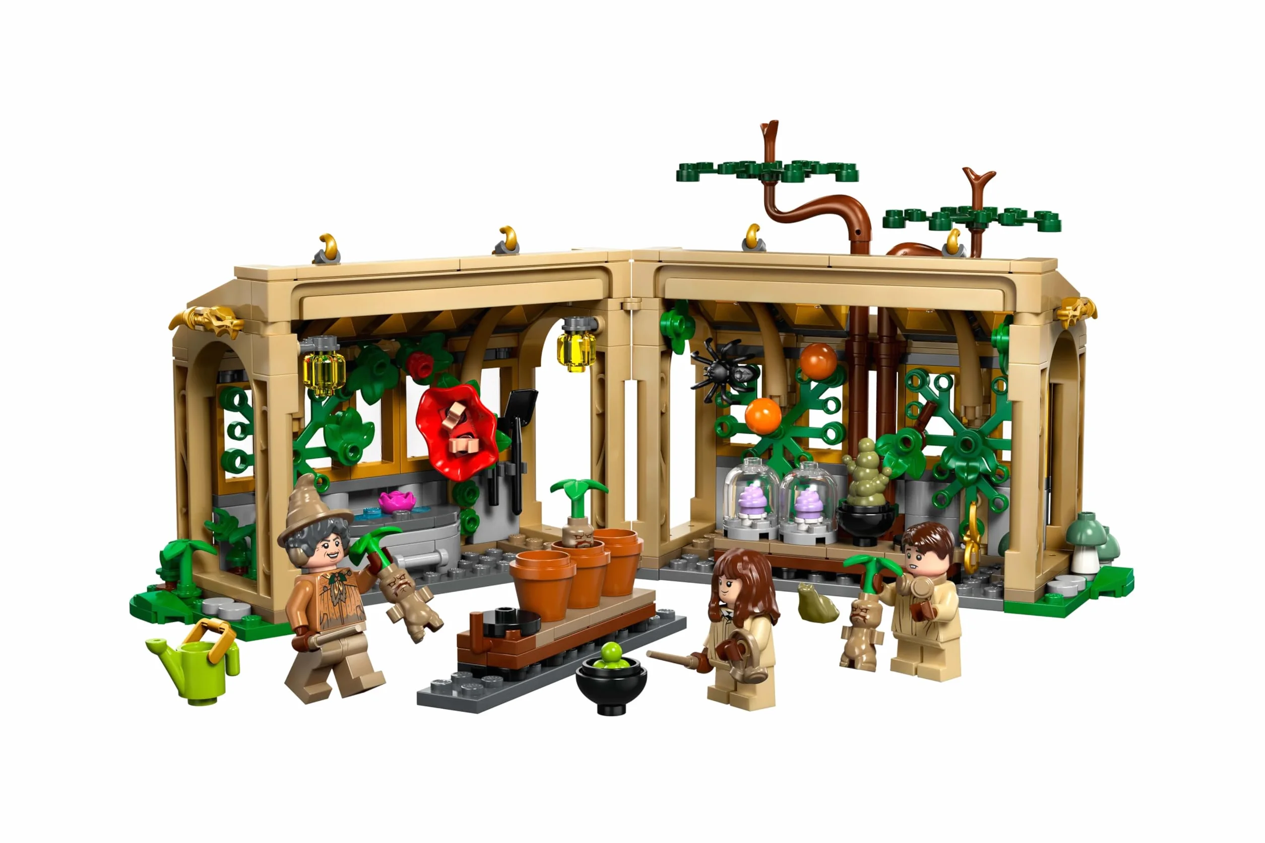 LEGO Harry Potter Zamek Hogwart: zajęcia z zielarstwa, prezent dla 8-latka, chłopca i dziewczynki, zabawka konstrukcyjna dla dziecka z trzema minifigurkami i mandragorą, zestaw modułowy 76445