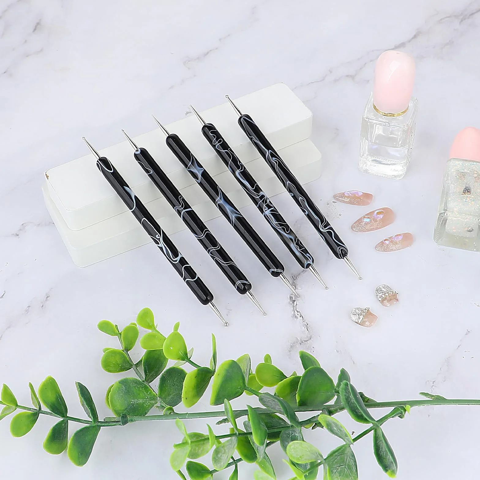 5 sztuk Nail Design Dotting Tools Nail Art Narzędzie do zdobienia paznokci Pędzel Punkty Pędzel Kropka Pisak Marbleizing Narzędzie do Marbleizing Narzędzie do manicure