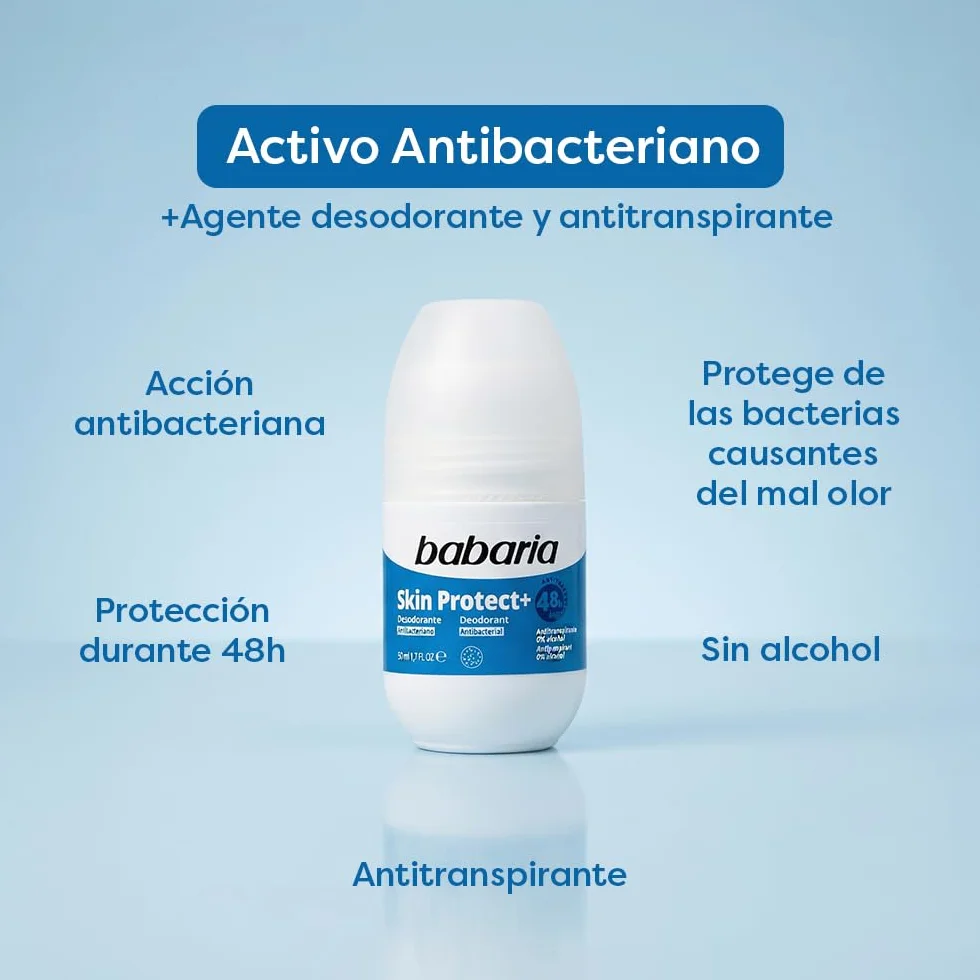 Babaria - Dezodorant rolkowy Skin Protect+ - 0% alkohol - Antyperspirant