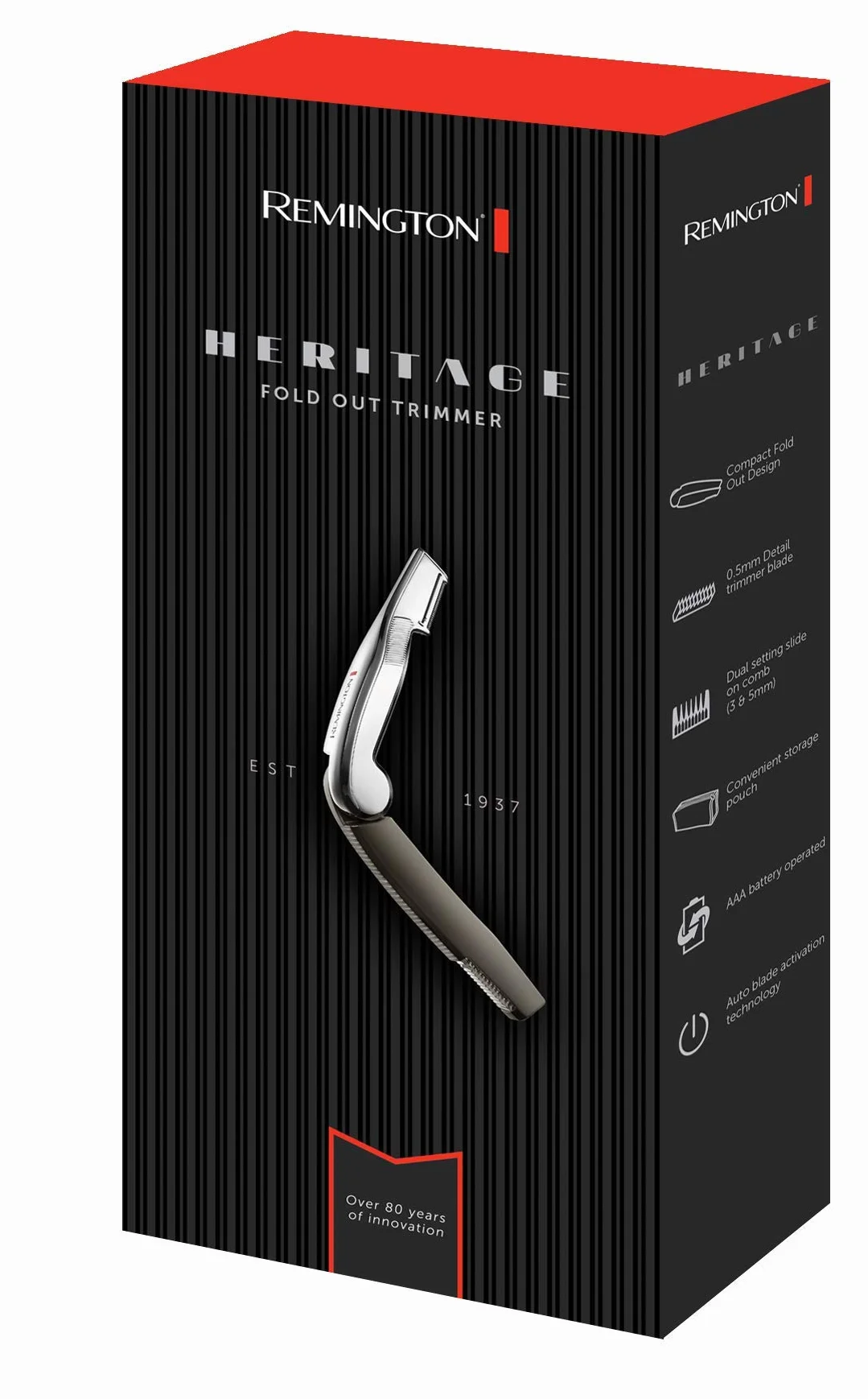 Remington Heritage MPT1000 elektryczna brzytwa do brody, precyzyjne ostrze, kompaktowa, na baterie, srebrny