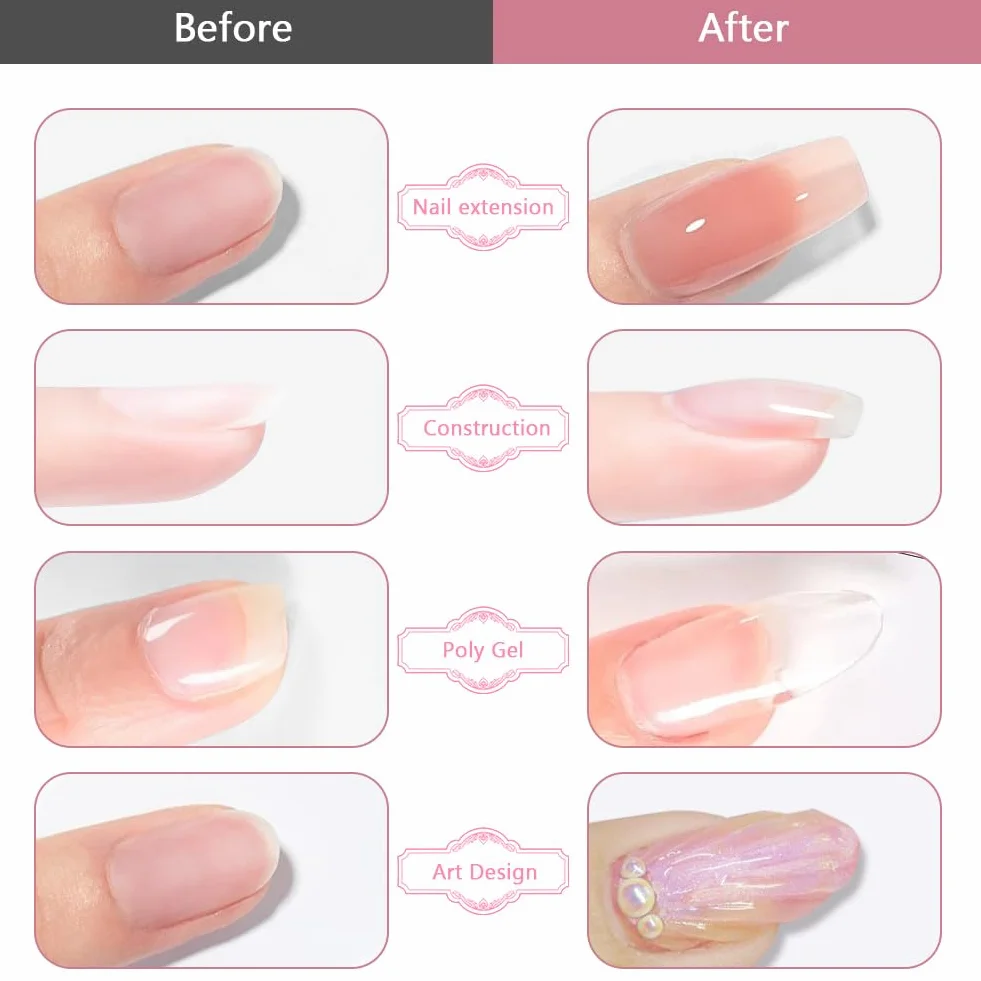 LOPHE Żel budujący do paznokci żelowych, 15 ml, żel UV do przedłużania i modelowania paznokci, żel do paznokci, żel uszczelniający, lakier do paznokci w domu, salonie (przezroczysty)