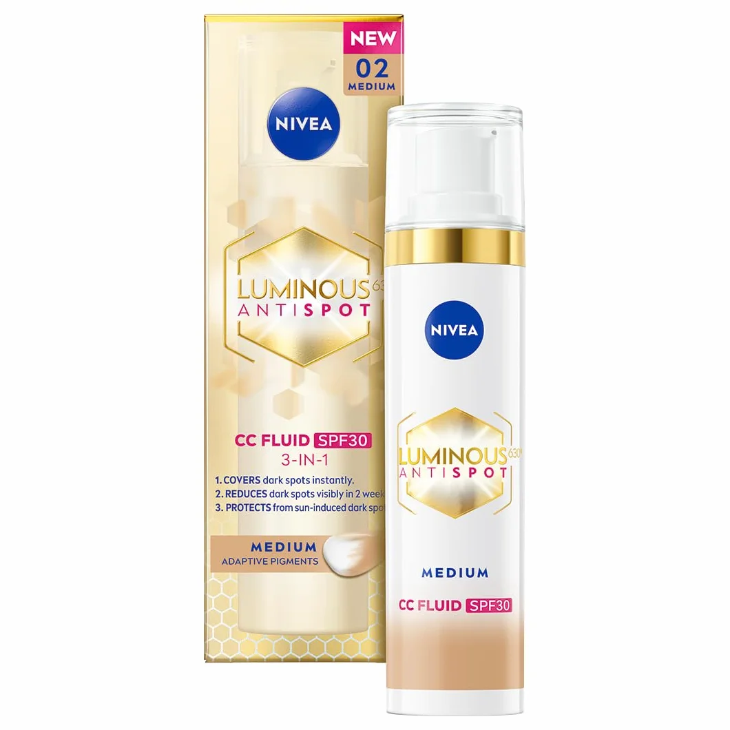 NIVEA Luminous630 Nawilżający krem CC przeciw przebarwieniom z kwasem hialuronowym z SPF 30, odcień medium, 40 ml