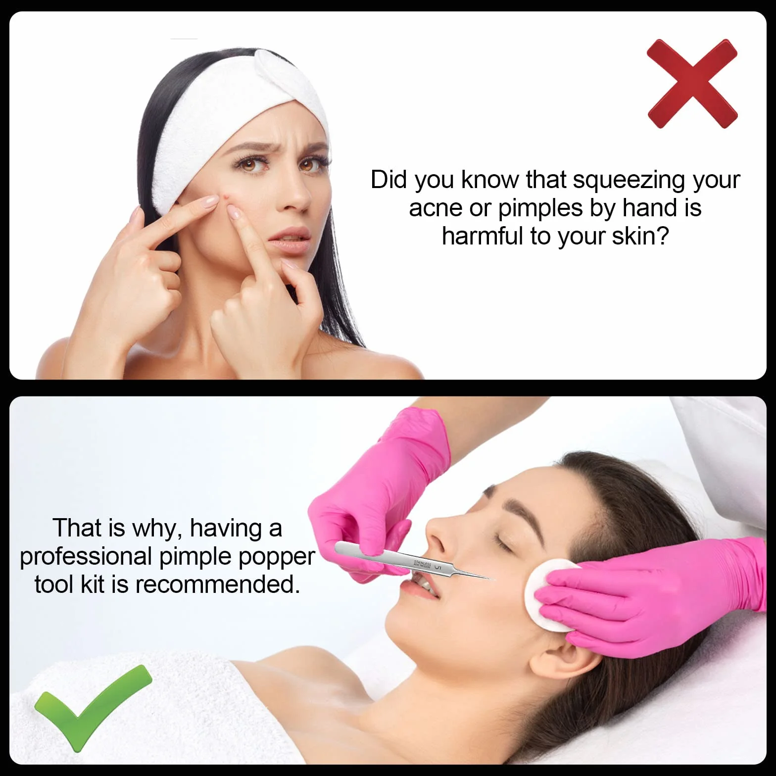 Extracteur Point Noir, Tire Comedons pour Le Visage, Brucelles, pour Points Noirs en Acier Inoxydable avec Boîte en Métal pour extracteur, boutons d'acné, taches ou retrait