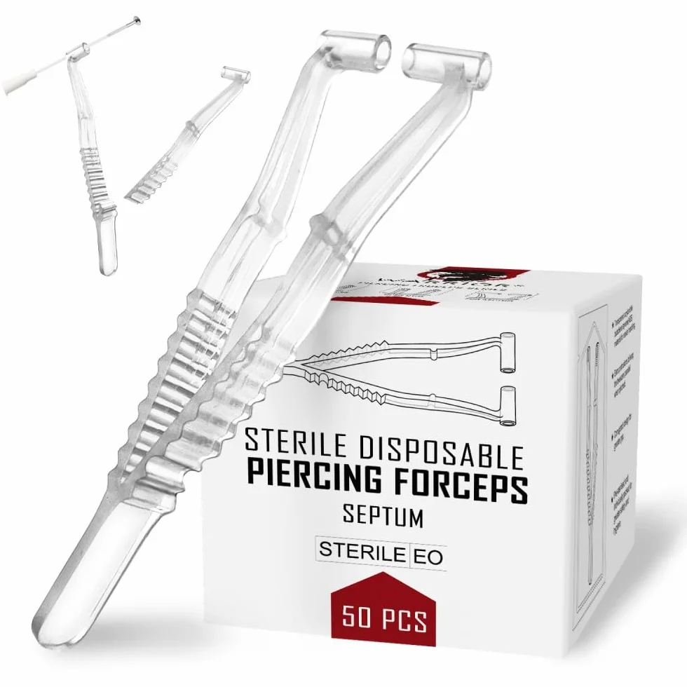Sterylne szczypce jednorazowe do przekłuwania plastiku 50 szt. łatwe do zginania szczypce jednorazowe Warrior Septum