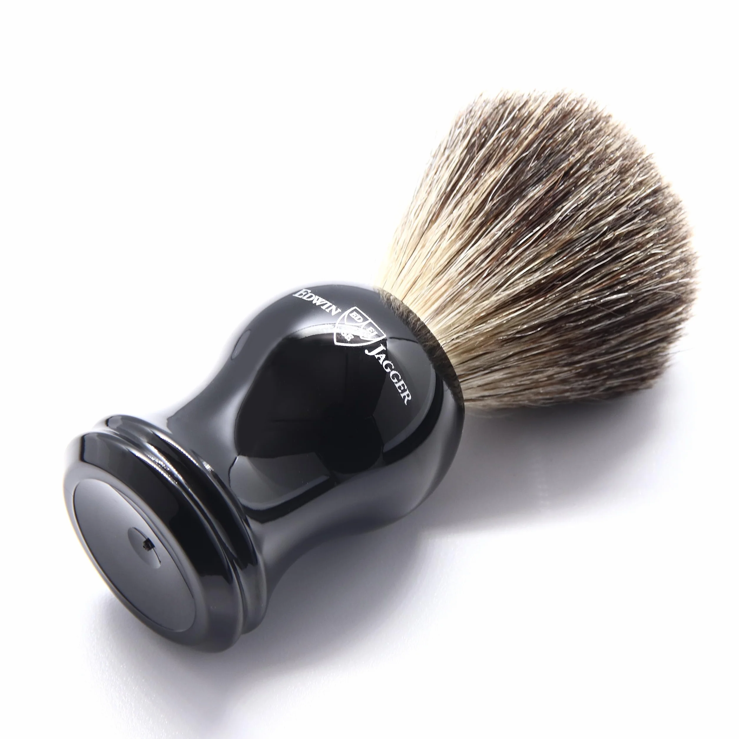Edwin Jagger Czarna szczotka do golenia Pure Borsuk (średnia)
