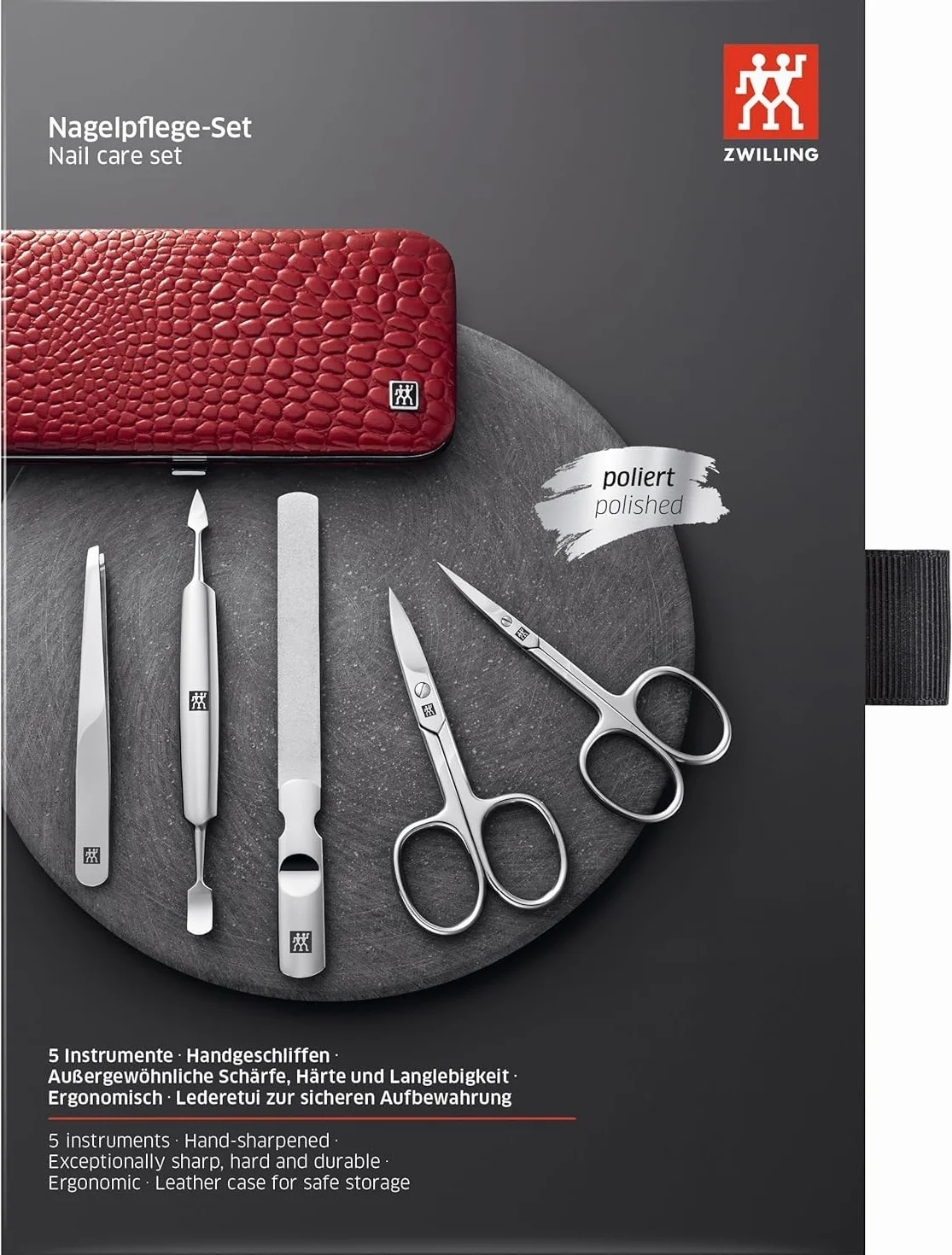 ZWILLING Zestaw do manicure 5 części polerowana stal nierdzewna czerwony