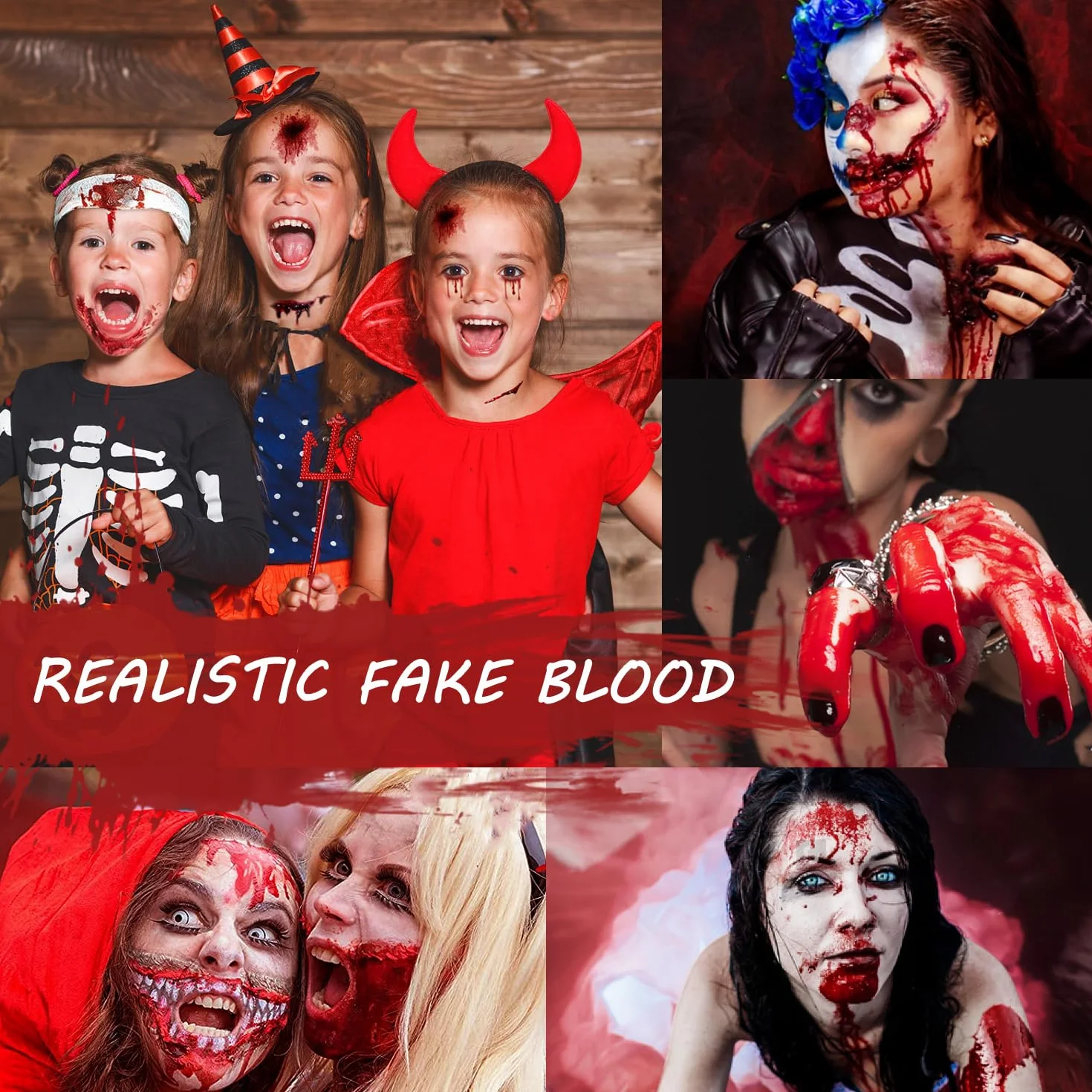 Zestaw sztucznej krwi, 60ml sztucznej krwi w sprayu i 60ml krwi kapiącej oraz 40ml żelowej krwi skupionej, sztuczne makijażowe malowanie ciała na Halloween, do kostiumów zombie, wampira i