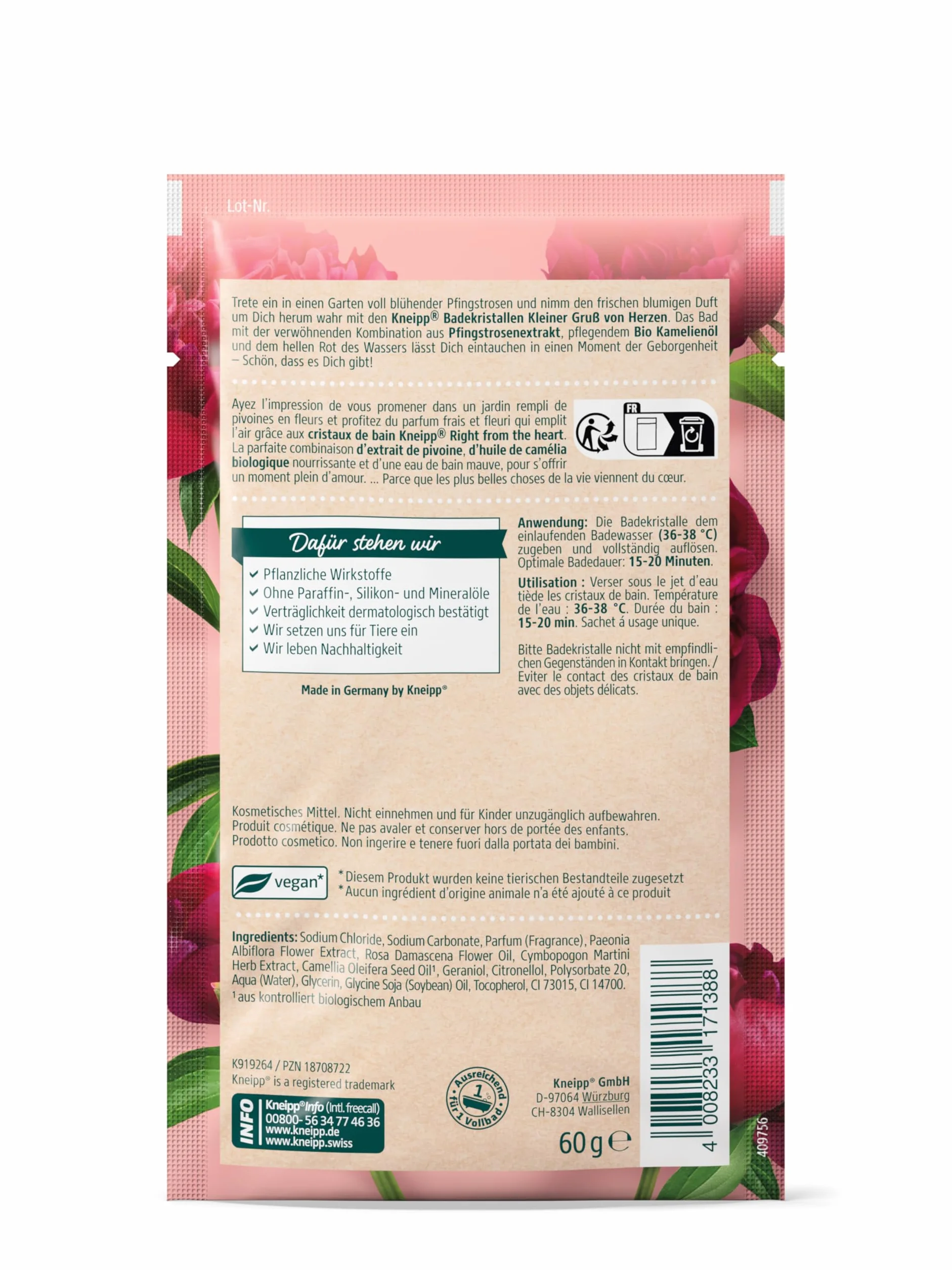 Kneipp Kamelia & Piwonia Sól do Kąpieli, 60 g