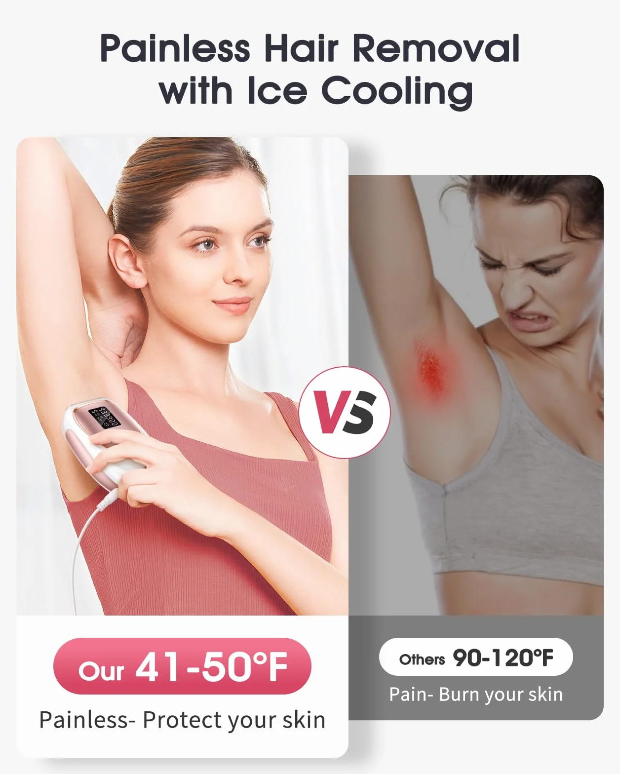 LYSMOSKI Laser Hair Removal with Cooling - 3 IN 1 IPL Hair Removal with 9 Levels, Painless Hair Remover Device for Women Men, for Whole Body, Home Use