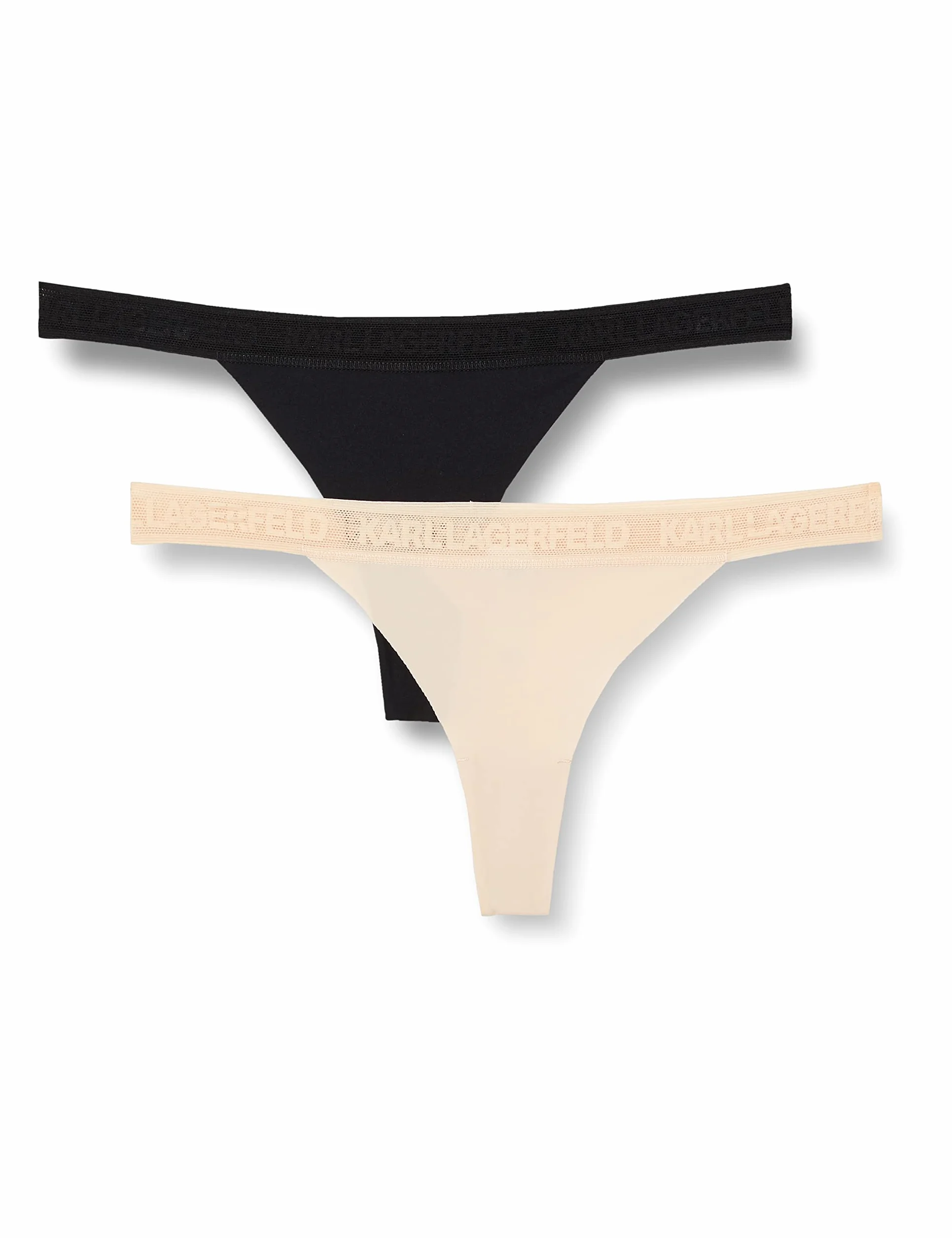 KARL LAGERFELD Kobiety Ultralekkie stringi z logo (2 sztuki) Czarny/Beżowy L