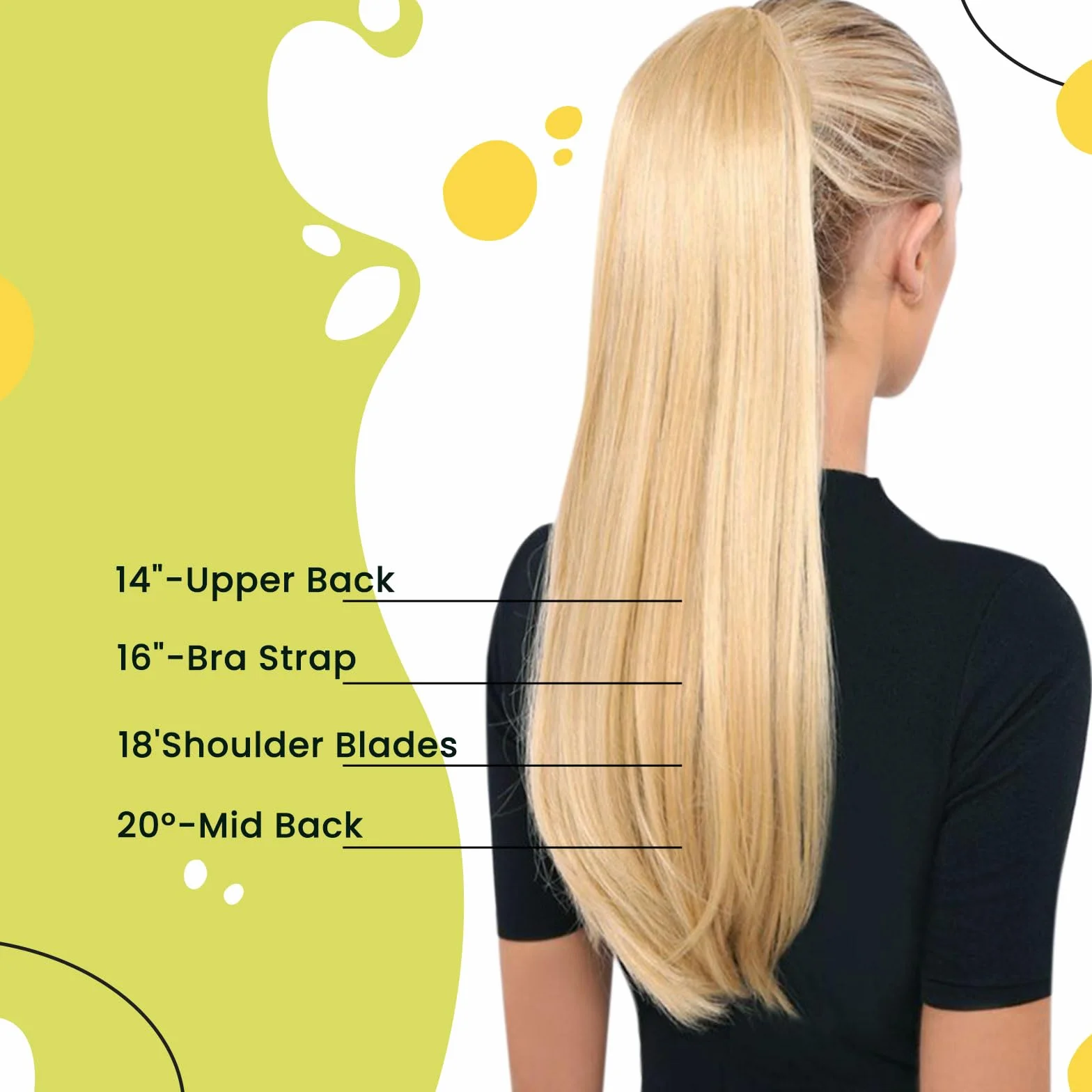 RUNATURE Naturalny Czarny Kucyk #1B Włosy Ludzkie 12 cali 30 cm Wrap Around Ponytail 70g