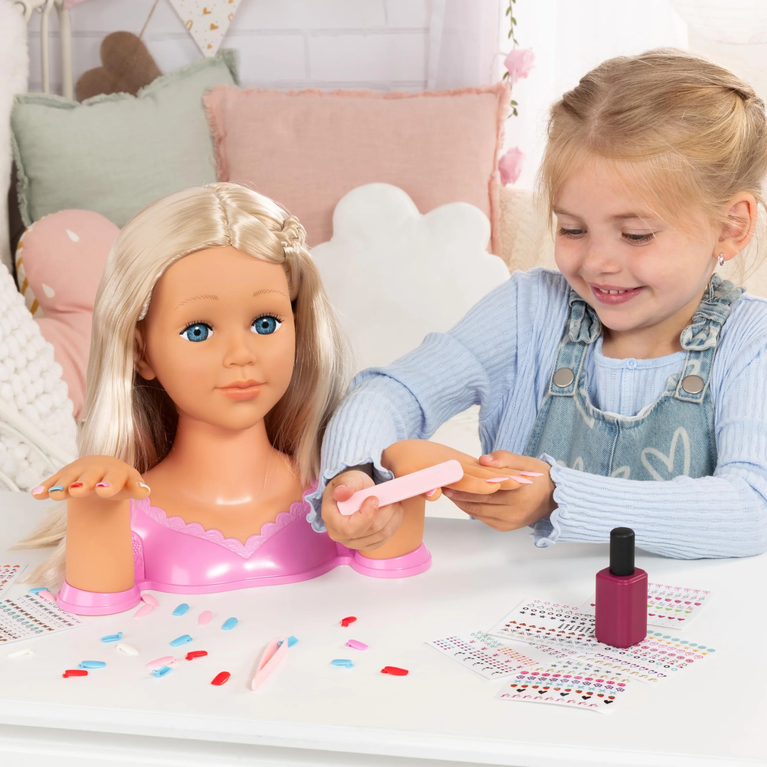Bayer Design 90090AA Charlene Magic Nails glowica do stylizacji o wysokosci z dłońmi i paznokciami, makijaż, akcesoria do włosów, naklejki, 30 cm