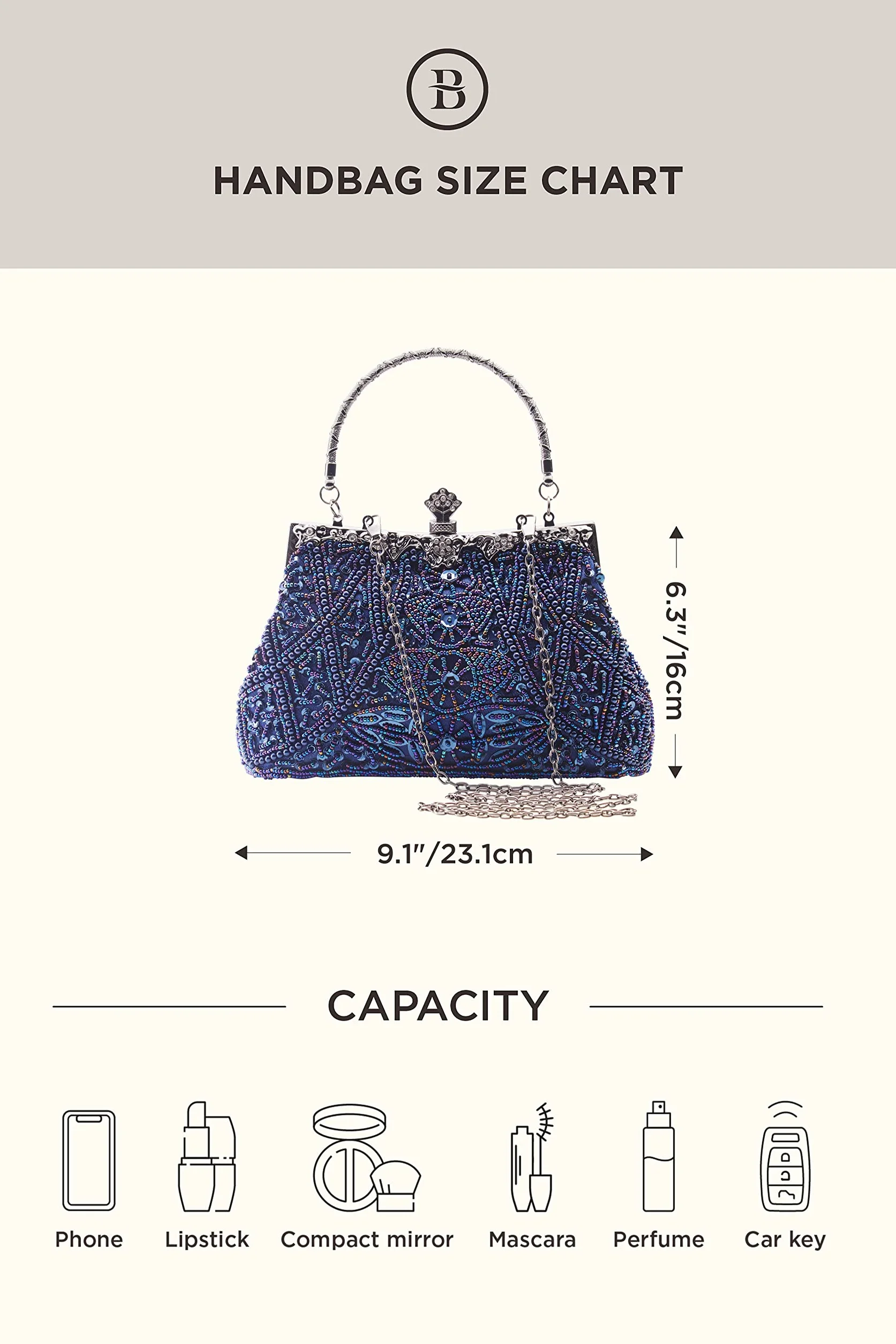 Coucoland Perły Clutch damska torebka wieczorowa w stylu lat 20., na wieczór, imprezę, portfel, elegancka studniówka, torebka, wesele, dla panny młodej, 1-niebieski, Einheitssize