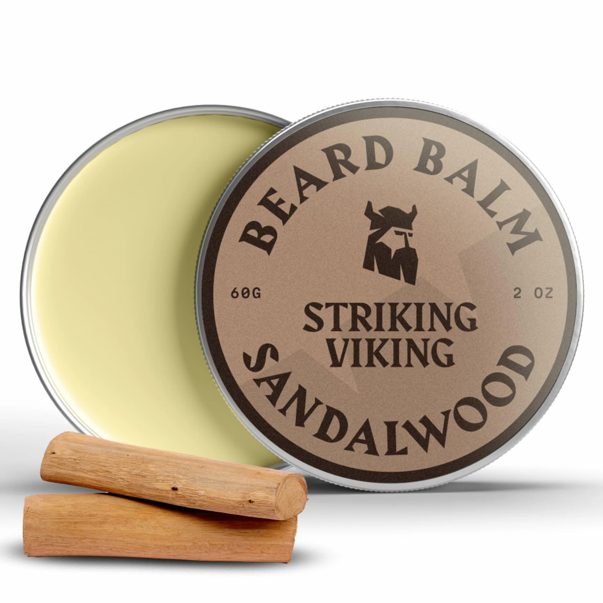 Striking Viking Balsam do brody z drzewa sandałowego-wzmacnia i zmiękcza brodę i wąsy - w 100% naturalna odżywka do brody z organicznym masłem shea, olejkiem z drzewa herbacianego, arganowymi i jojoba