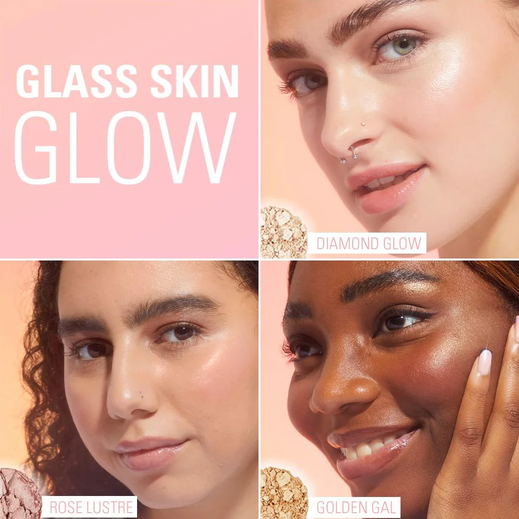 Revolution Beam Bright Highlighter Beam Bright Highlighter Glow wszędzie, formuła pudru do płynu, 5 różnych odcieni, diamentowy blask