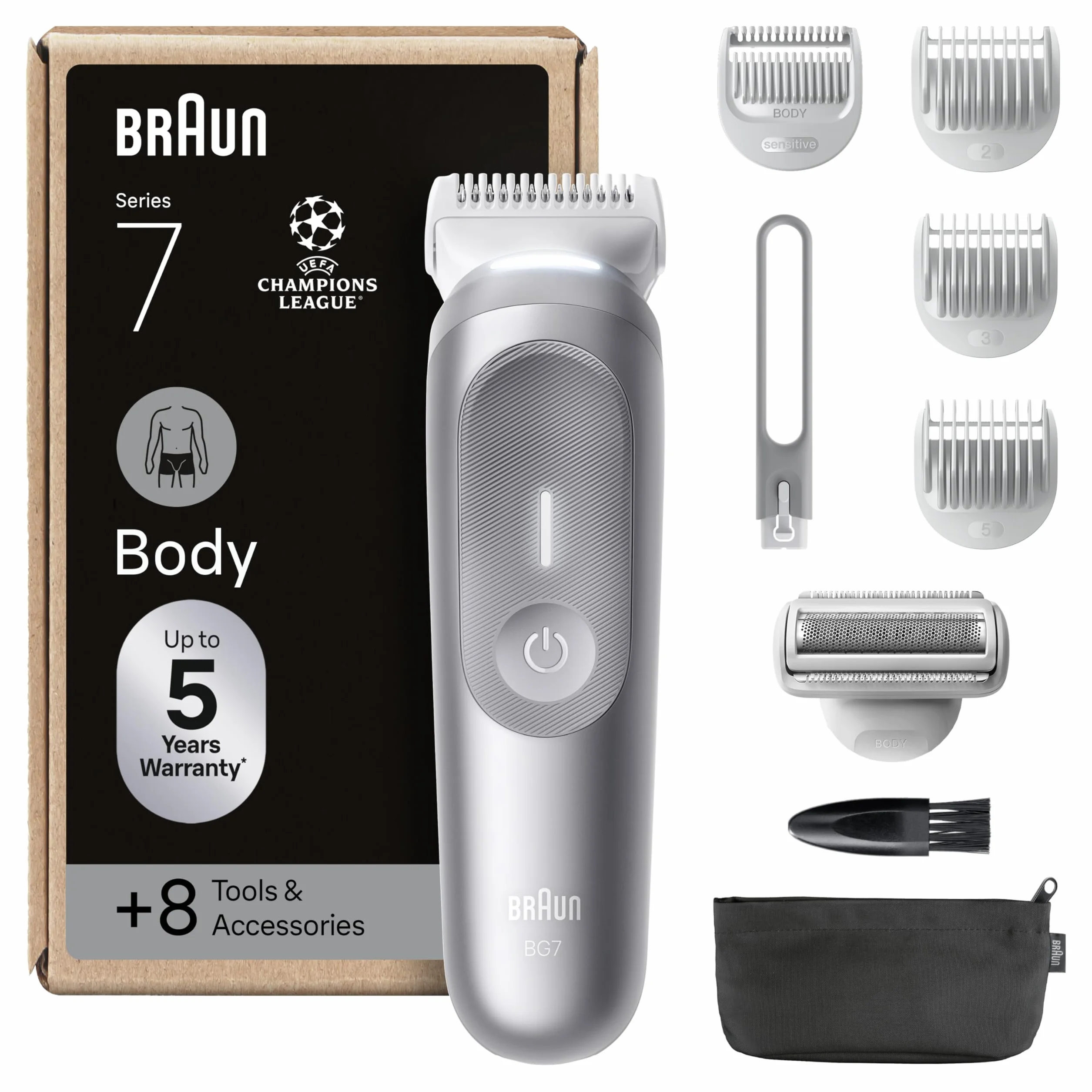 Braun Bodygroomer Series 7, Smartlight i SkinGuard, 100 min akumulator, wodoszczelny