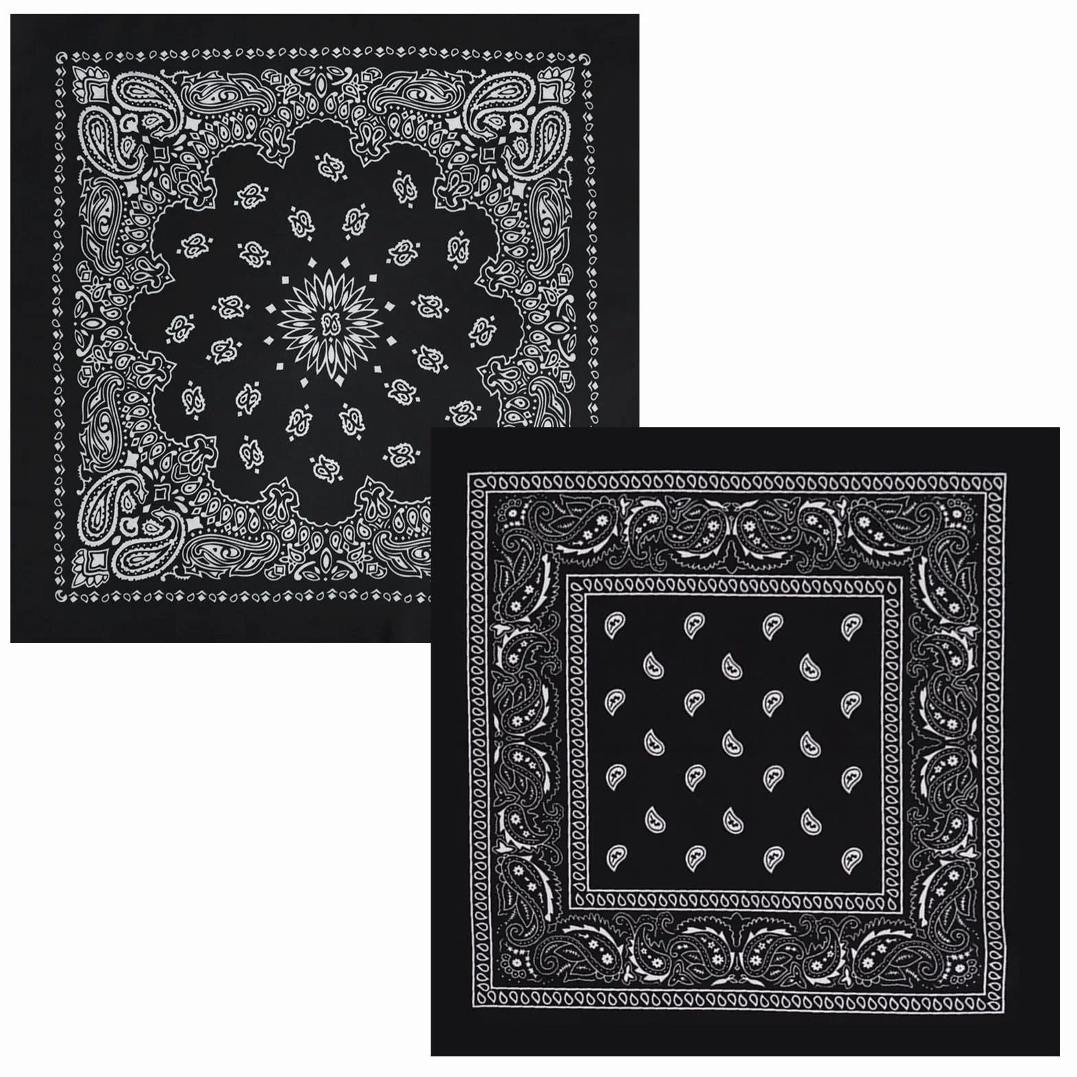 Bandana 2 szt. w kolorze czarnym paisley, 25 x 56 cm, bawełniana, dla mężczyzn i kobiet, wszechstronna jako opaska na głowę, chustka lub maska na twarz