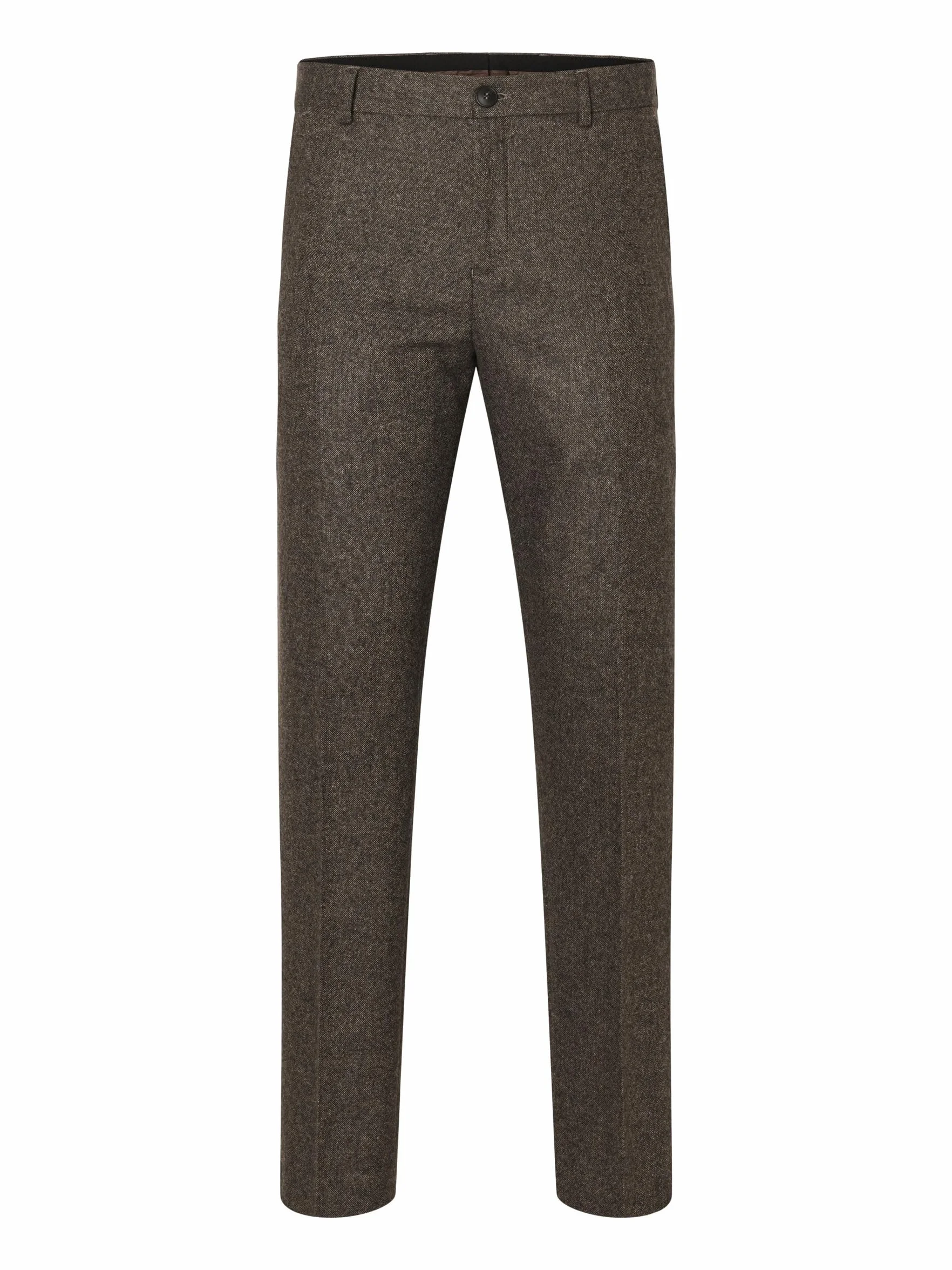SELECTED HOMME Slhslim-isac Brown Struc Trs B Noos - spodnie materiałowe Mężczyźni