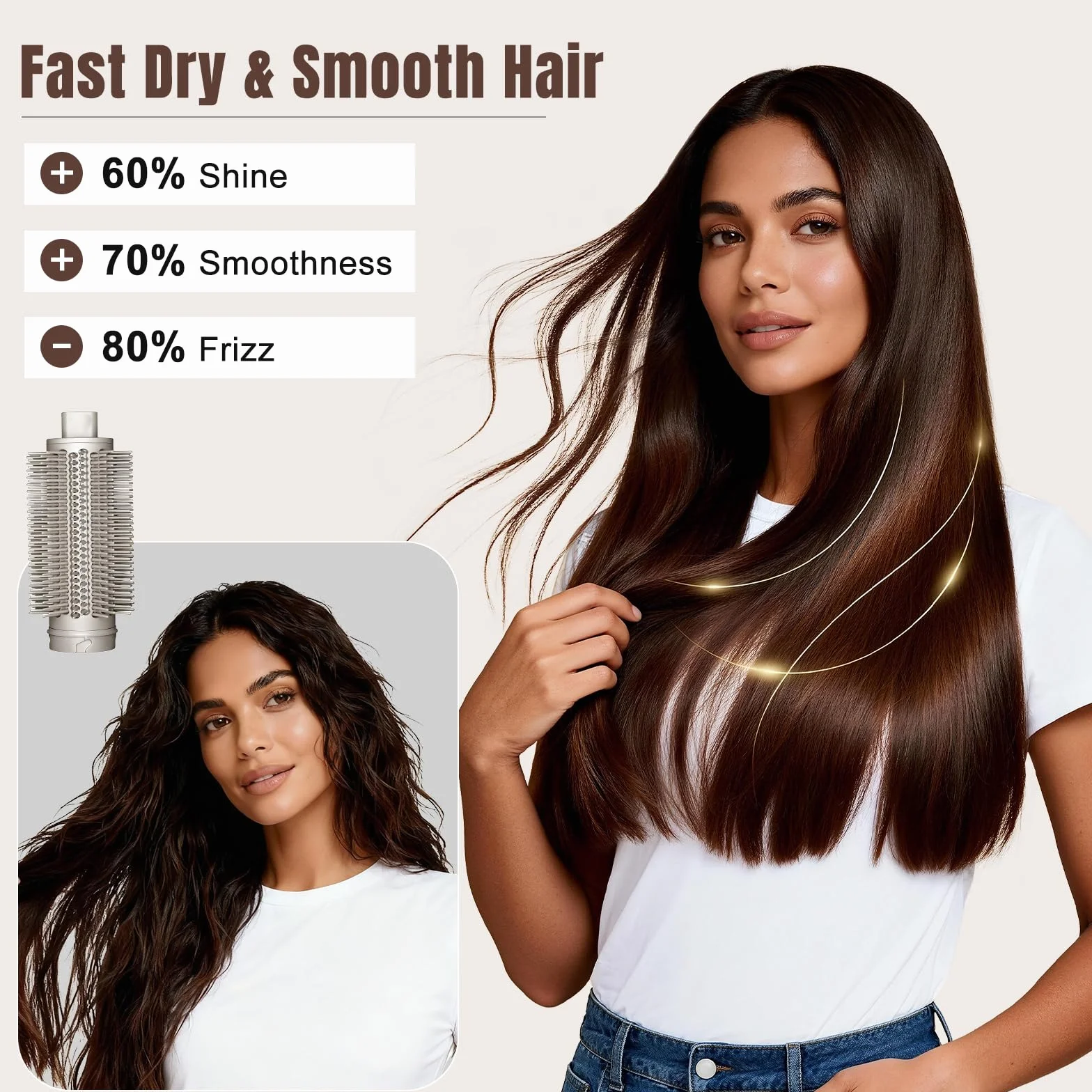 Okrągłe nasadki szczotkowe Volumizing do Shark Flex Style HD400 Series (HD430/HD432/HD435/HD440), ulepszona szczotka do szczotek do miękkich i płaskich włosów