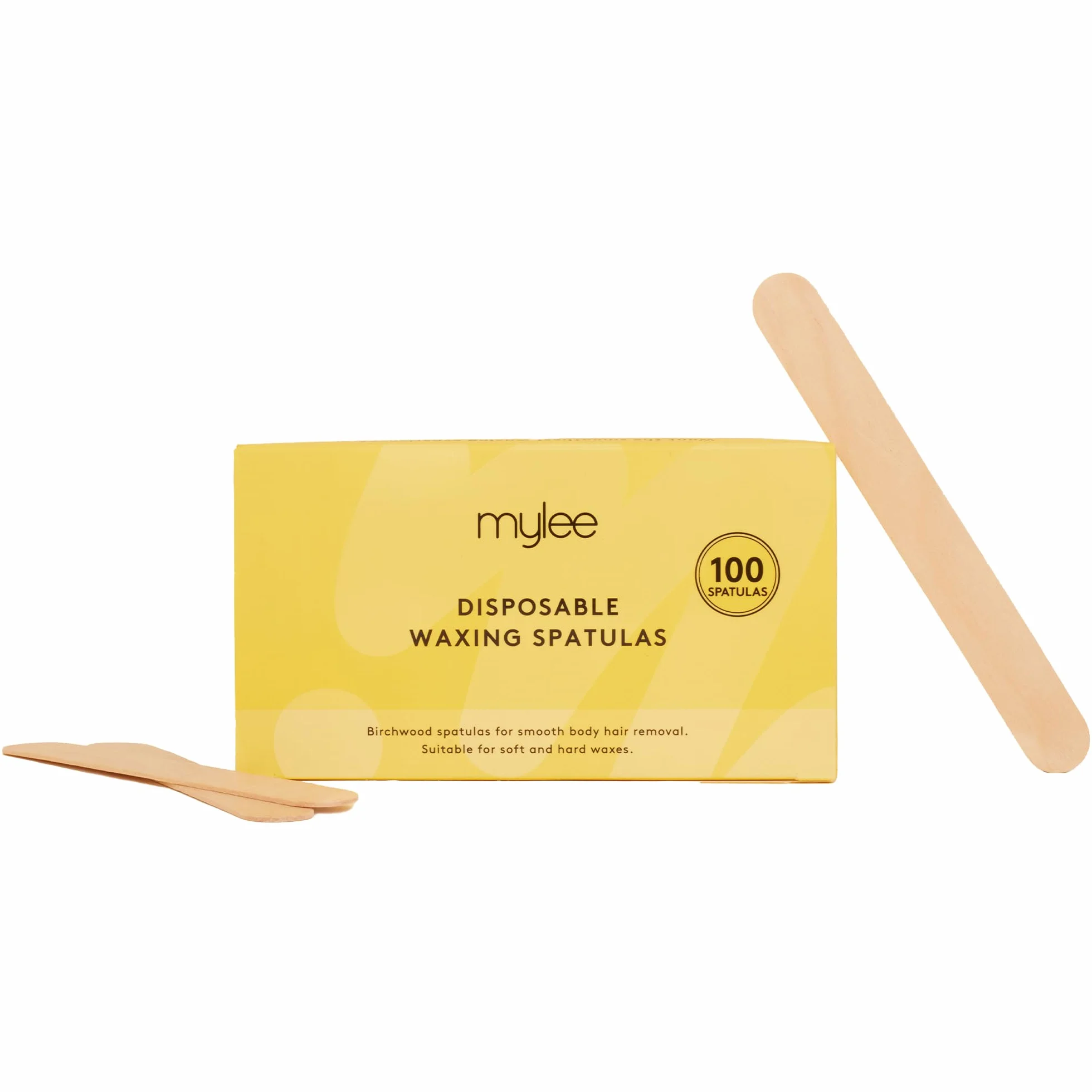 Mylee Premium Salon Jakość Jednorazowe Drewniane szpatułki do woskowania, Opakowanie 100 sztuk, Higieniczne i odpowiednie do ciepłych i gorących wosków