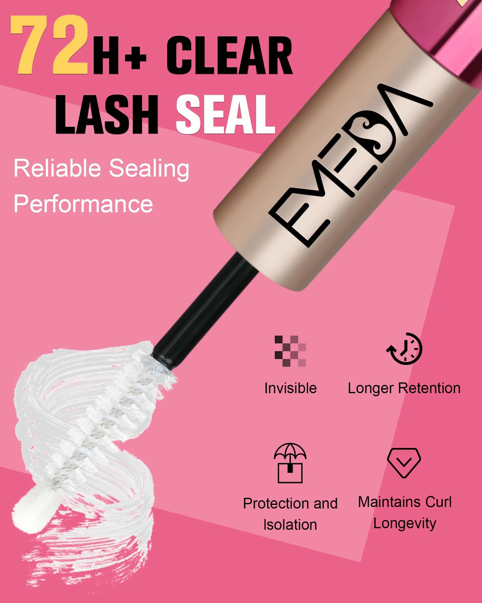 EMEDA Klej do rzęs 2 w 1 Lash Bond and Seal for Cluster Lashes, 48H wodoodporny i odporny na pot, długotrwały klej – Bez lateksu, łatwy w użyciu (6ml,Black+Clear)