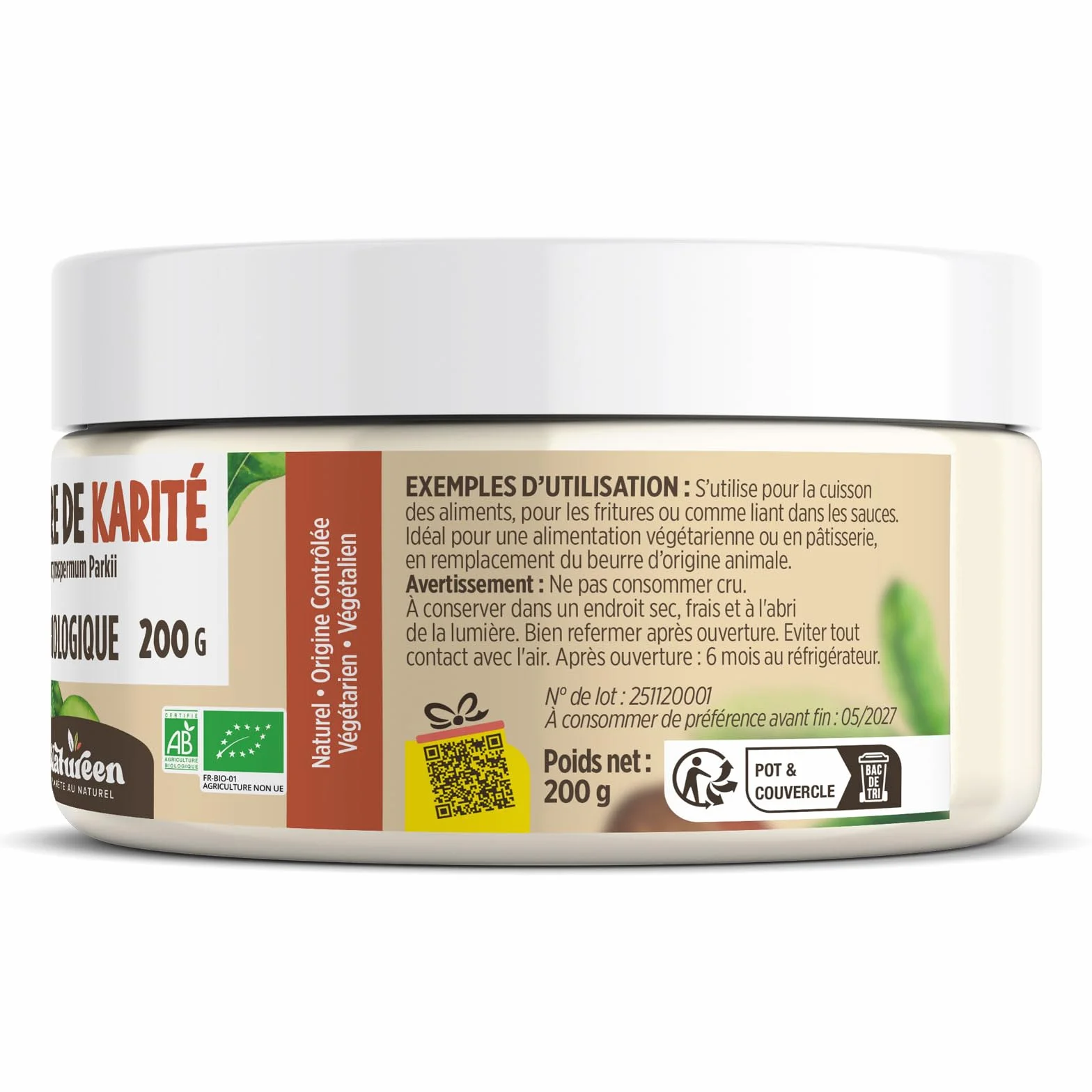 Organiczne masło shea AB 200 g klasa spożywcza 100% roślinne