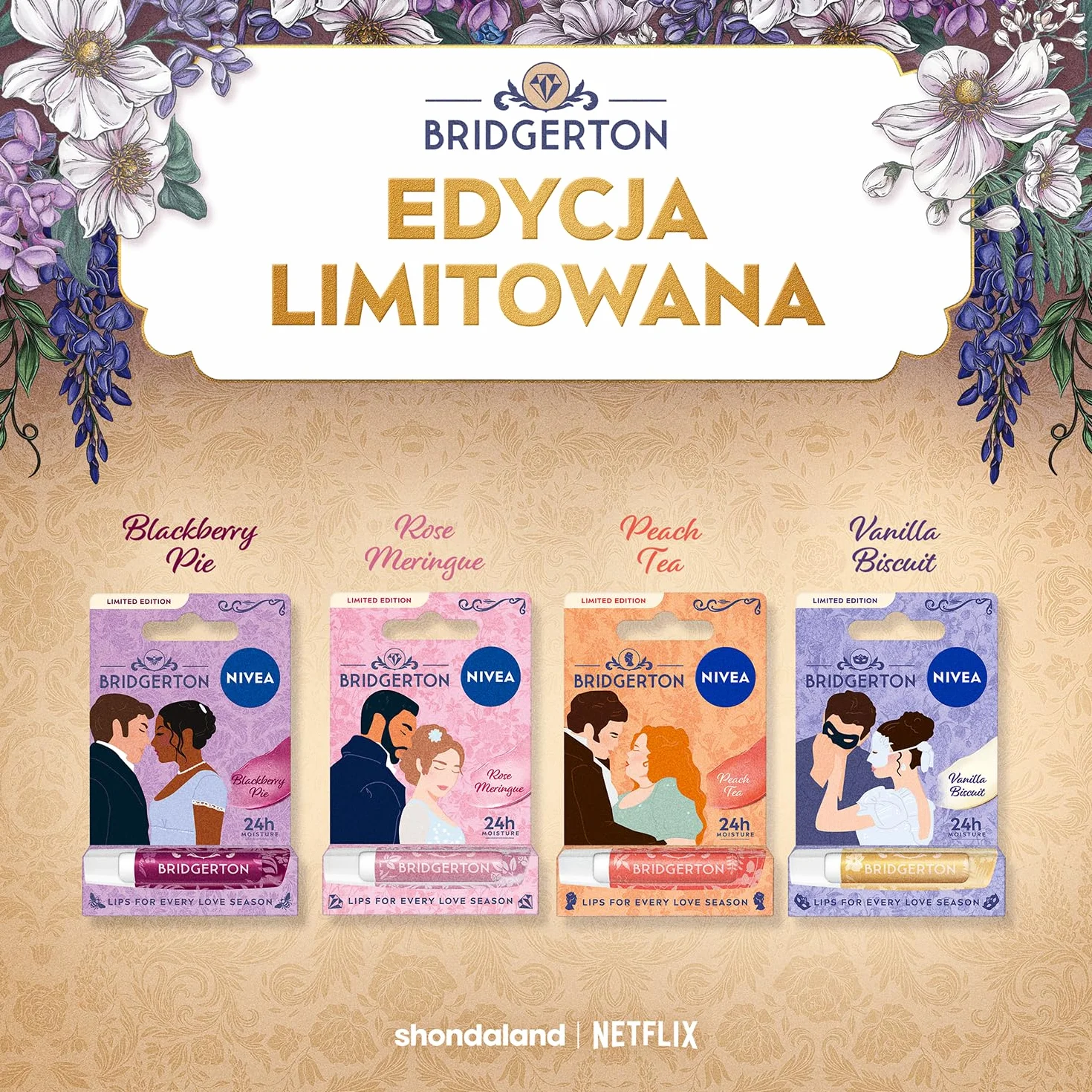 NIVEA Bridgerton Edition Pielęgnująca pomadka do ust Blueberry Pie Bridgerton Edition Kate & Anthony 4,8g