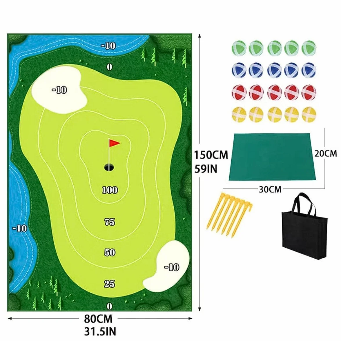 Namvo Zestaw do gry Full Swing Sports, Golf Chip Off Challenge i Stick, gra w golfa Battle Royale z matą do żetonów golfowych klasy premium, lepkimi piłkami – gra w pomieszczeniach i na zewnątrz