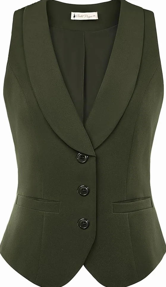 Belle Poque Kamizelka damska vintage bez rękawów z klapą kołnierz jednorzędowy elegancki garnitur kamizelka z kieszeniami