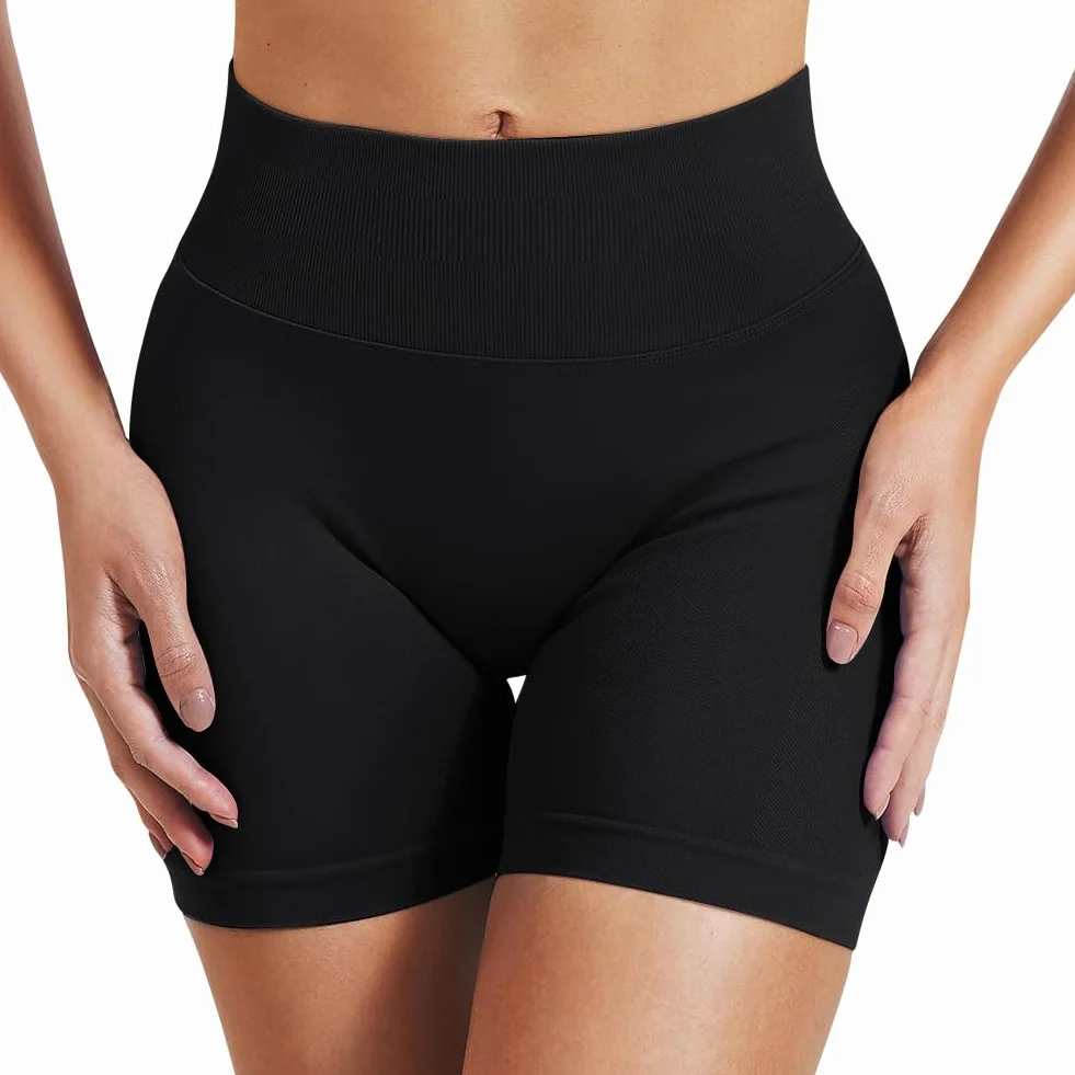 Damskie spodenki sportowe z wysokim stanem, krótkie spodnie do jogi dla kobiet na lato siłownia krótkie spodnie legginsy push-up na siłownię, trening, fitness, bieganie, kontrola brzucha