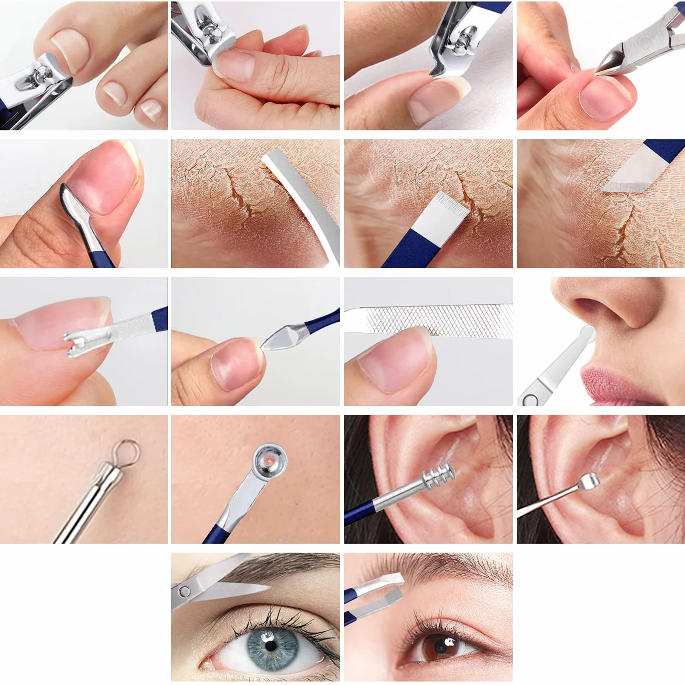 Leipple Zestaw do manicure i pedicure, profesjonalny zestaw do obcinania paznokci - 18 szt. narzędzi do pielęgnacji paznokci - zestaw do pielęgnacji z luksusowym, udoskonalonym etui podróżnym (ciemno