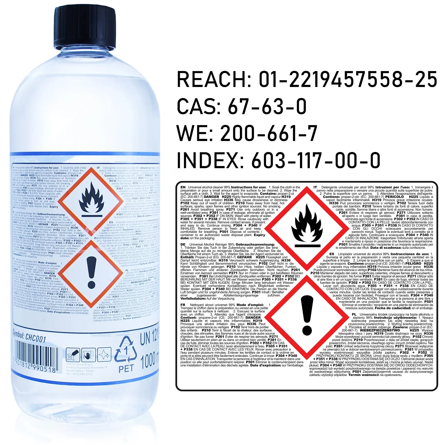 8 x AABCOOLING IPA 1L - Uniwersalny Odtłuszczacz, Środek Czyszczący, Alkohol Izopropylowy 99,7%, Preparat do Czyszczenia Elektroniki, do Ekranów LCD