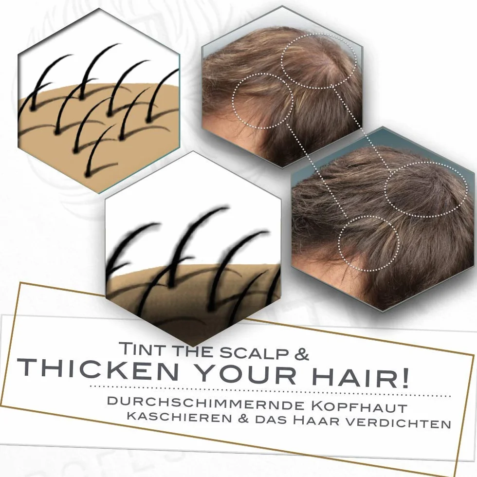 Fidentia Hair Shader – Puder do zagęszczania włosów, pokrycie siwych odrostów, maskuje miejsca przerzedzeń i uzupełnia włosy - 12g średni brąz