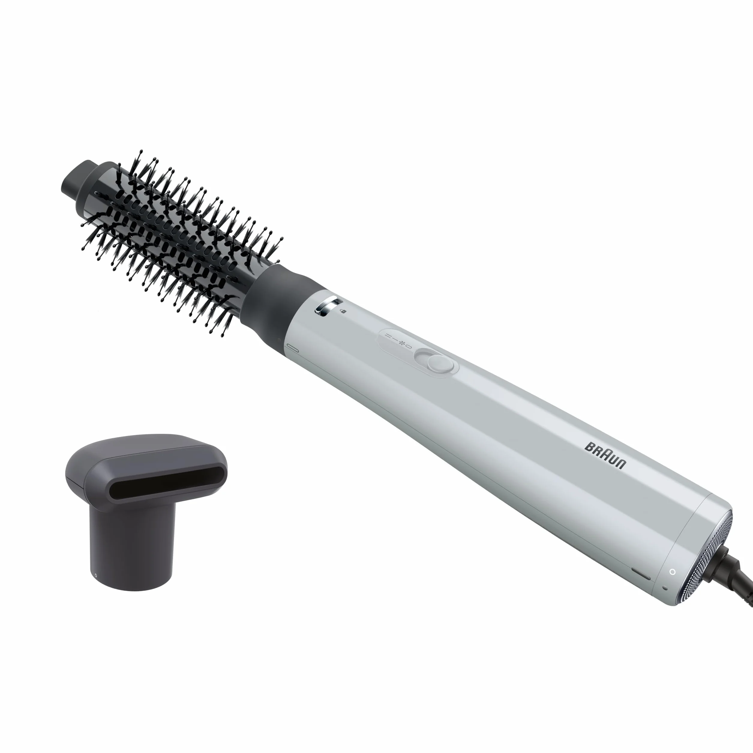 Braun Air Styler AS2.21, szczotka termiczna, dysza do suszenia, silnik 800W, 2 tryby temperatury/prędkości, chłodny nawiew, technologia IONTEC, szare wykończenie, BRAS221E