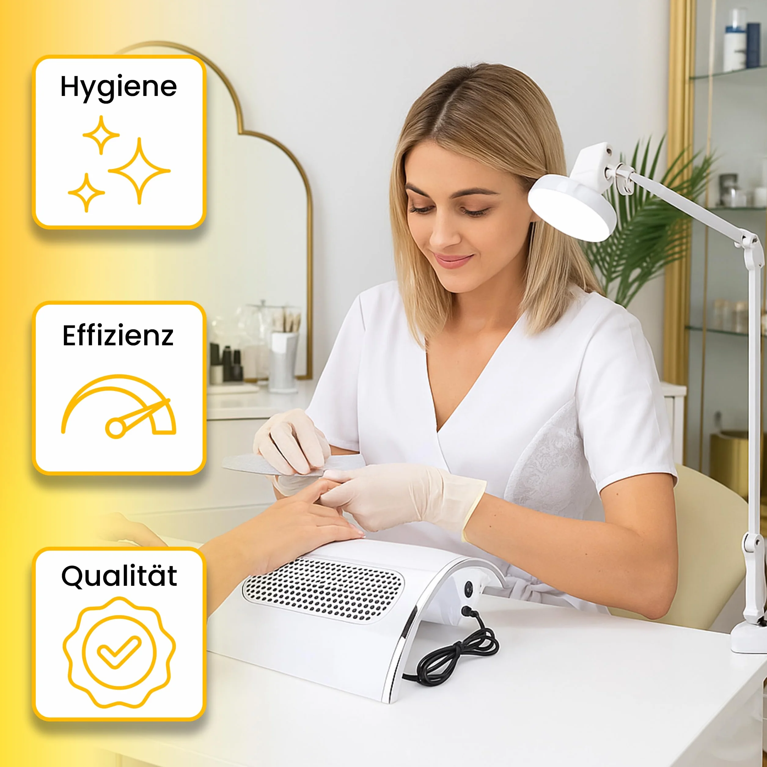 Retoo Odkurzacz do paznokci 40 W, do akrylowych, żelowych, usuwania kalusów, manicure, pedicure, biały