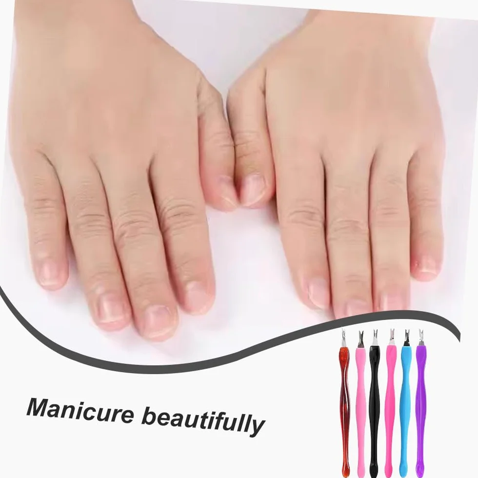 Widelec do skórek paznokci, 6 sztuk trymerów do skórek, stal nierdzewna, widelec do manicure dla kobiet