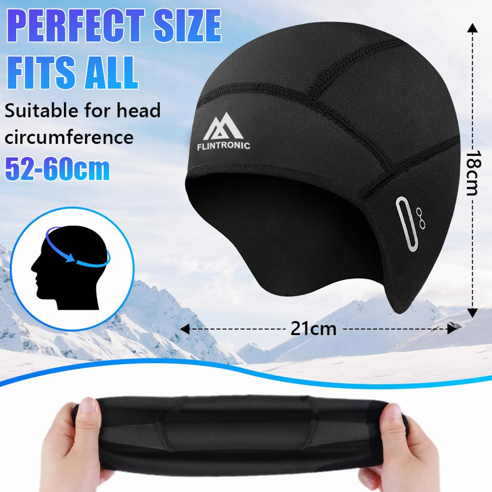flintronic Zimowa czapka rowerowa, wiatroszczelna czapka rowerowa, ciepła czapka rowerowa, oddychająca czapka rowerowa, czapka do biegania dla mężczyzn i kobiet, do jazdy na rowerze, jazdy na nartach,