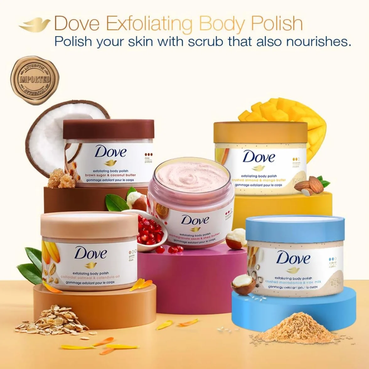 Dove peeling do ciała złuszczający z kruszonymi migdałami i masłem mango 298 g