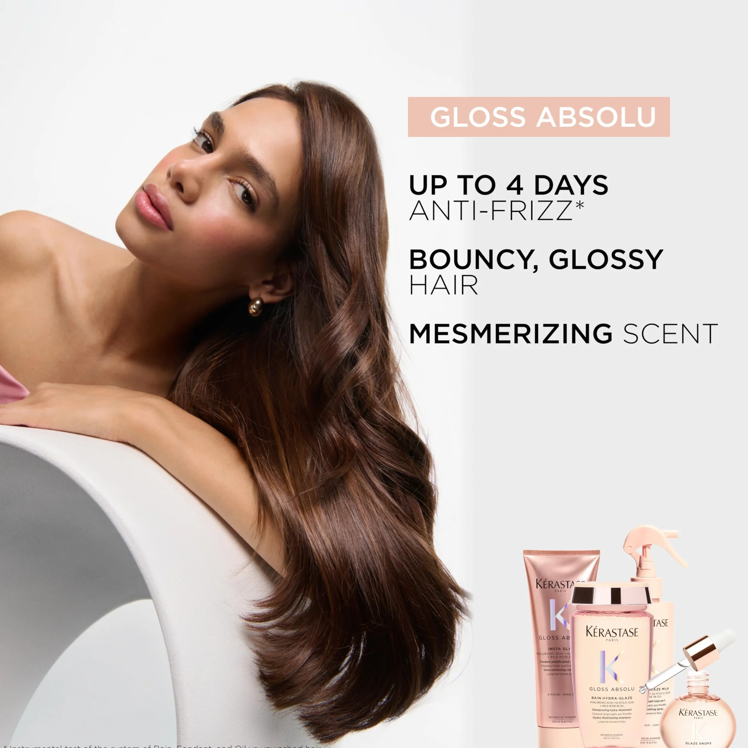 Kérastase Gloss Absolu Insta Glaze, odżywka wzmacniająca połysk do długich włosów, z kwasem glikolowym, kwasem hialuronowym i dziką różą w oleju, 250ml