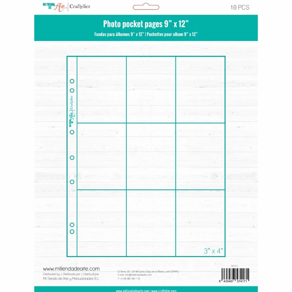 Craftelier Przezroczyste rękawy z 9 plastikowymi kieszeniami na spersonalizowane albumy fotograficzne. Zawiera 10 rękawów 22,86 x 30,48 cm. Kompatybilne z albumami 3- i 4-pierścieniowymi