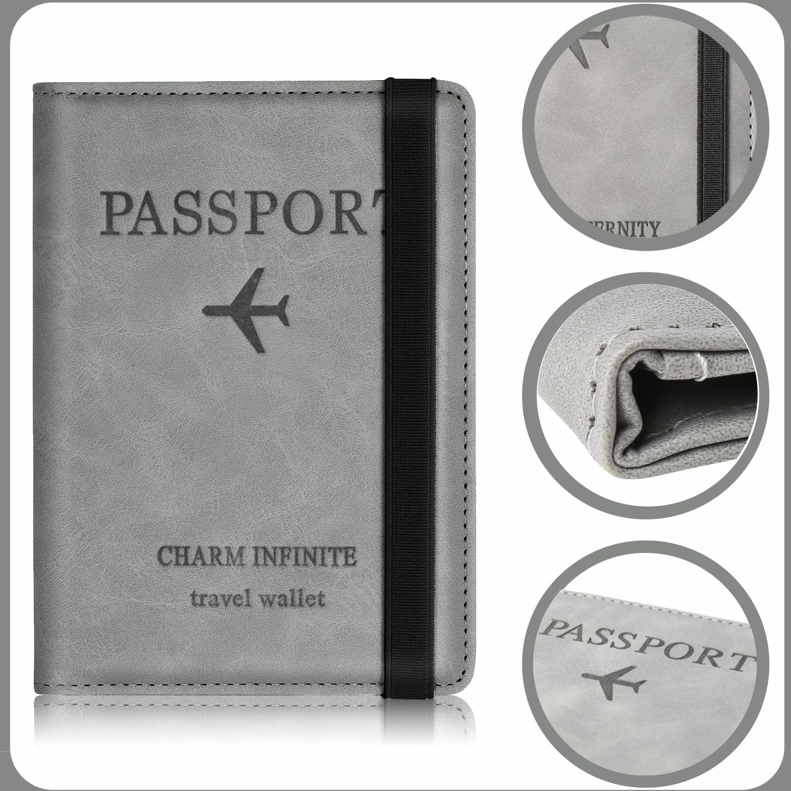 FlyWave Etui na paszport, etui na paszport dla kobiet i mężczyzn, uchwyt na paszport z blokadą RFID, etui na dokumenty podróżne, dowód osobisty, etui ochronne na karty kredytowe, szary,
