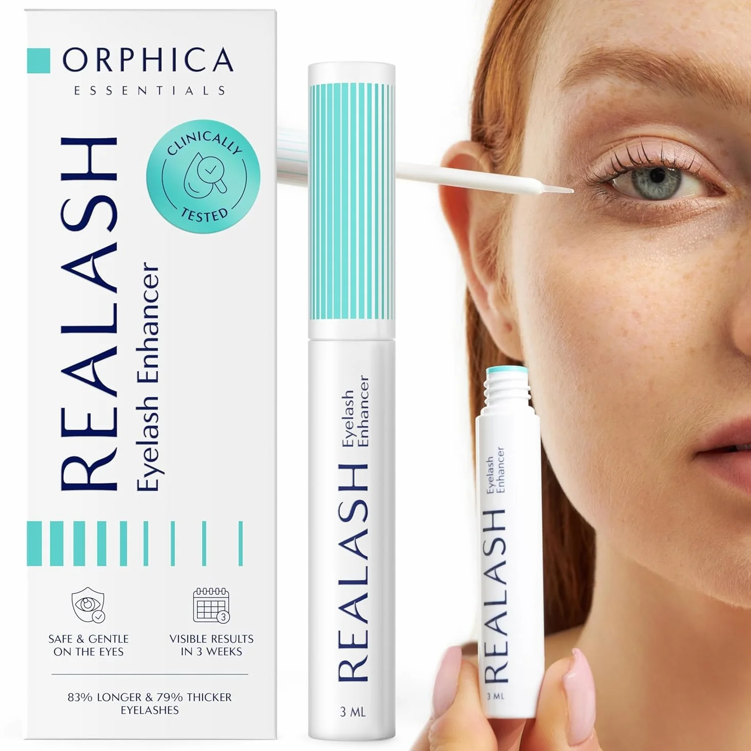 ORPHICA REALASH Odżywka do Rzęs Serum na wzrost mocnych gęstych i długich rzęs bez Hormonów Naturalny 3 ml