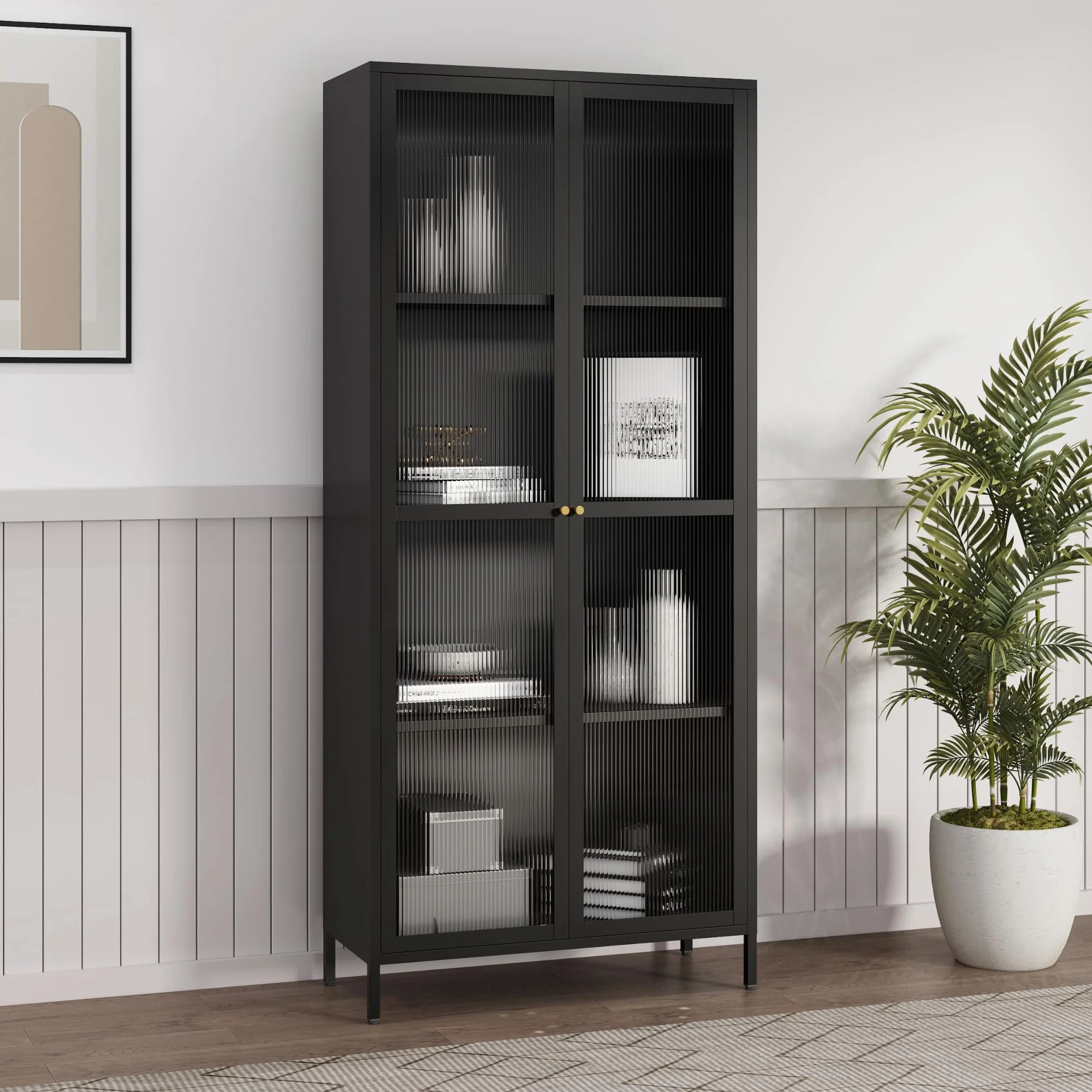 [en.casa] Szafka na gabloty Säkylä 180 x 80 x 35 cm czarna