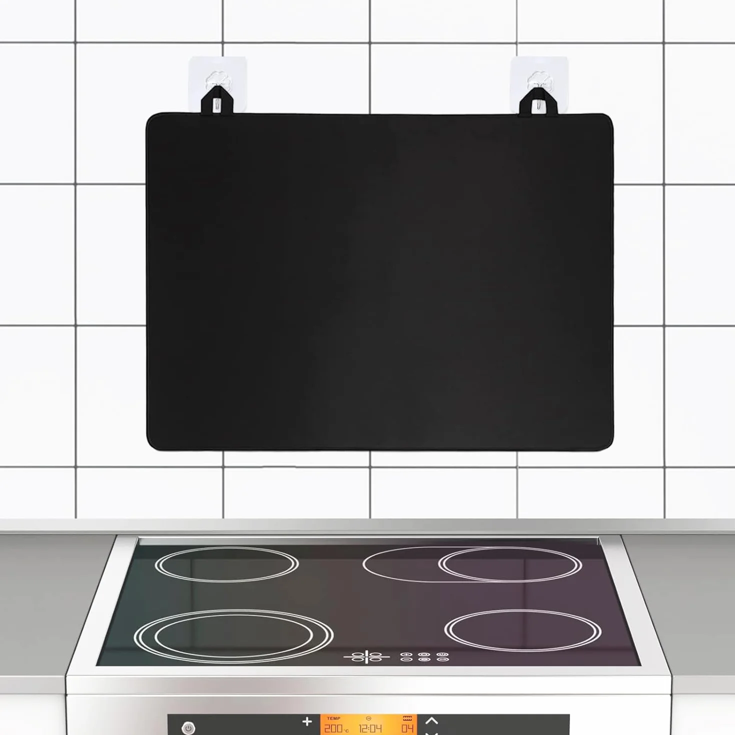 1 sztuka osłona indukcyjna płyta ochronna 61 x 52 cm wielofunkcyjna indukcyjna mata podłogowa antypoślizgowa silikonowa płyta kuchenna odporna na zarysowania do kuchenki indukcyjnej (czarny)