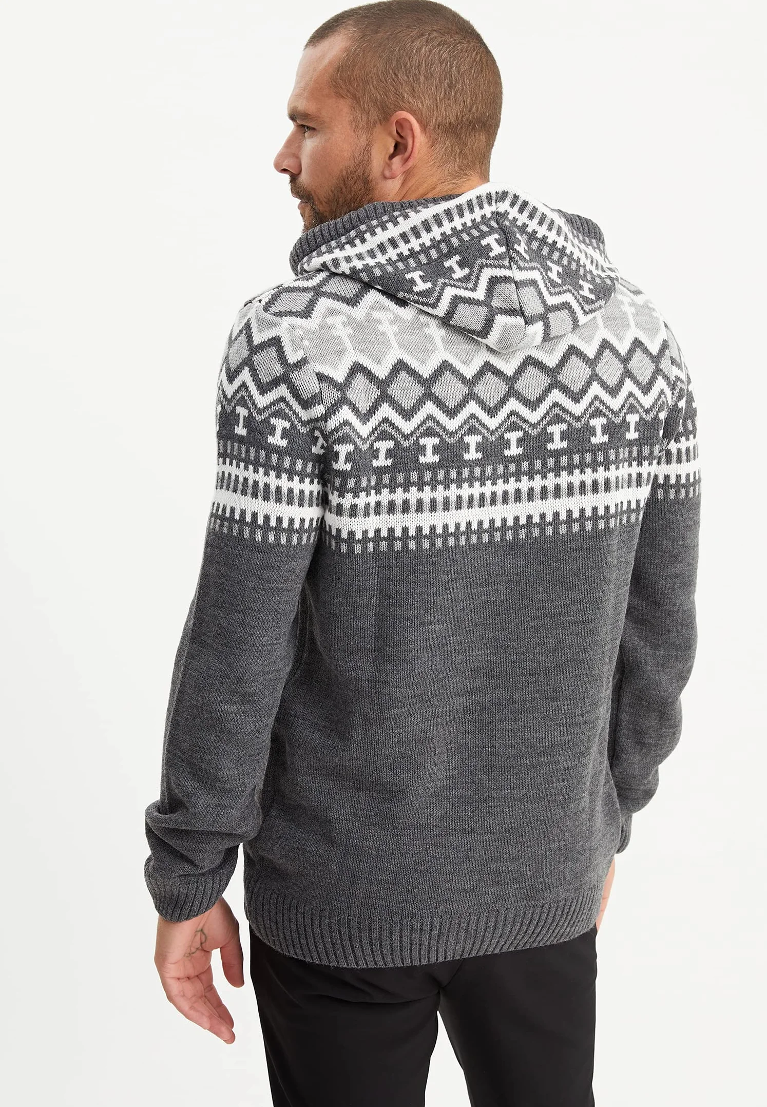 Leif Nelson Norweski sweter męski - męski sweter z dzianiny z kapturem